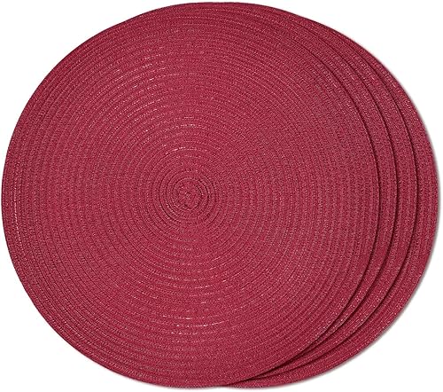 Miniatura 33 de FunWheat Juego de 6 manteles individuales redondos trenzados para mesas de comedor, manteles tejidos resistentes al calor, 15 pulgadas (negro, 6