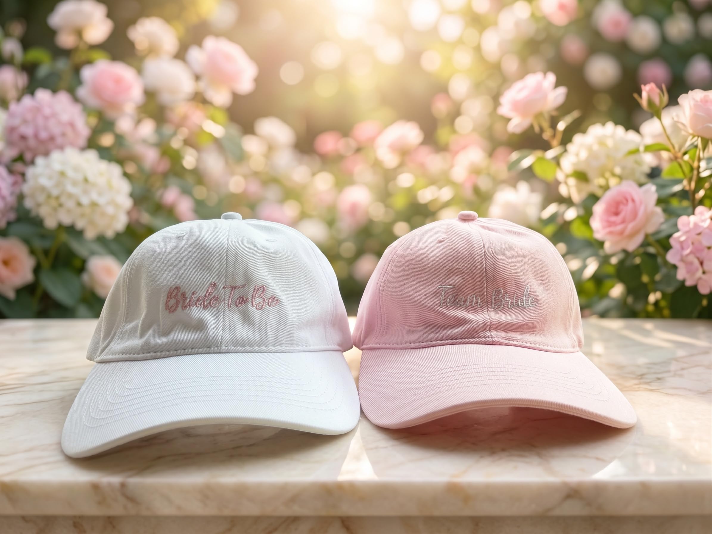 JGA Caps Set (8er Pack) – 1x Weiß mit „Bride to be“ & 7X Rosa mit „Team Bride“ Aufschrift – Junggesellinnenabschied Accessoires & Deko für Frauen