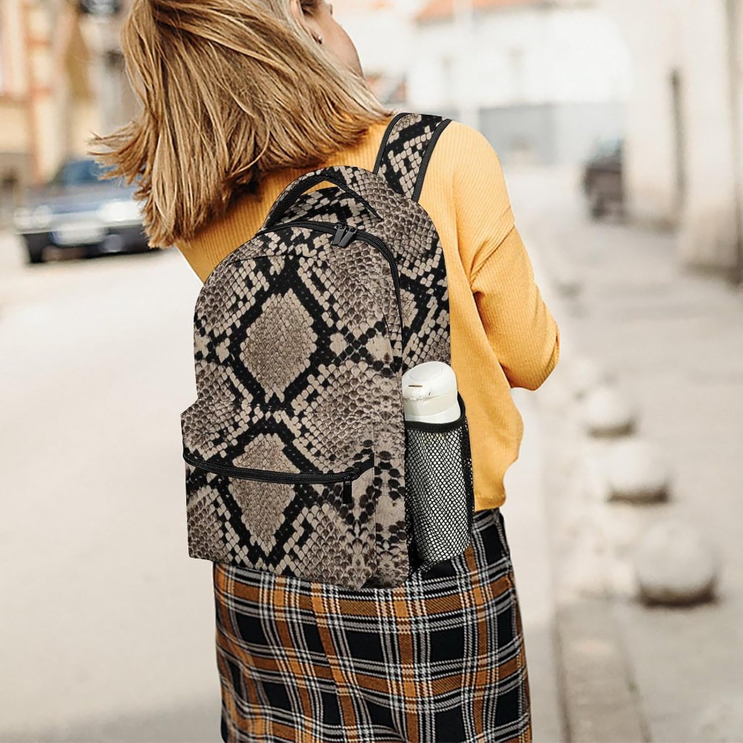 Snake Skin Pattern School Bookbag Cool Laptop Backpack College Daypack Travel Sports Bag