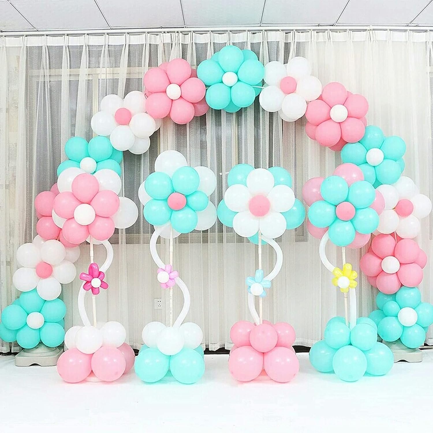 100 Pieces Flower Balloon Clips Balloons Holder Balloon Arch Clips for Baby Shower Wedding Event Decorations Birthday Party Supplies (Flower Style)
