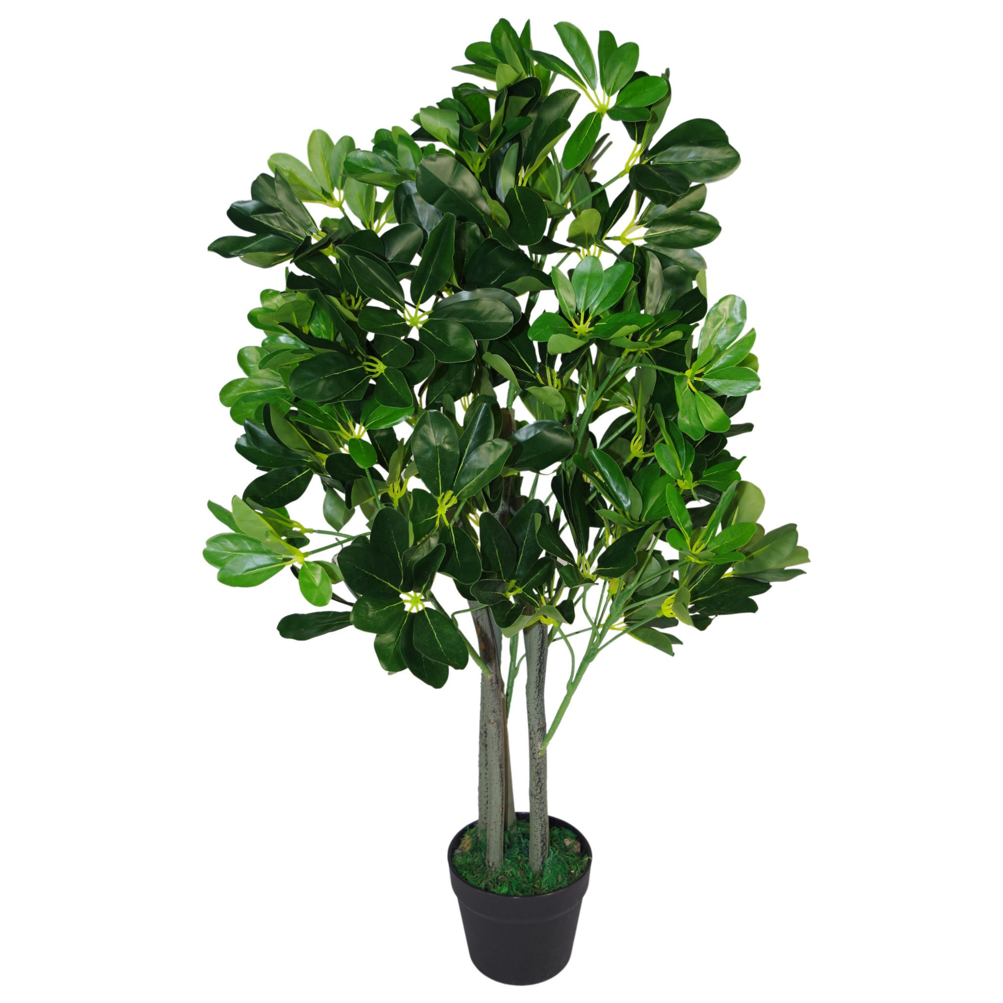 Leaf Artificial Ficus Tree Plant 95cm - Green Dwarf Umbrella Tree - Realistic Arboricola Replica
