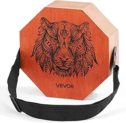 VEVOR Caixa de tambor cajon exclusivo, com cordas internas de guitarra, caixa de percussão de madeira portátil, instrumento musical de tambor de madeira de bétula com alça ajustável, para iniciantes e