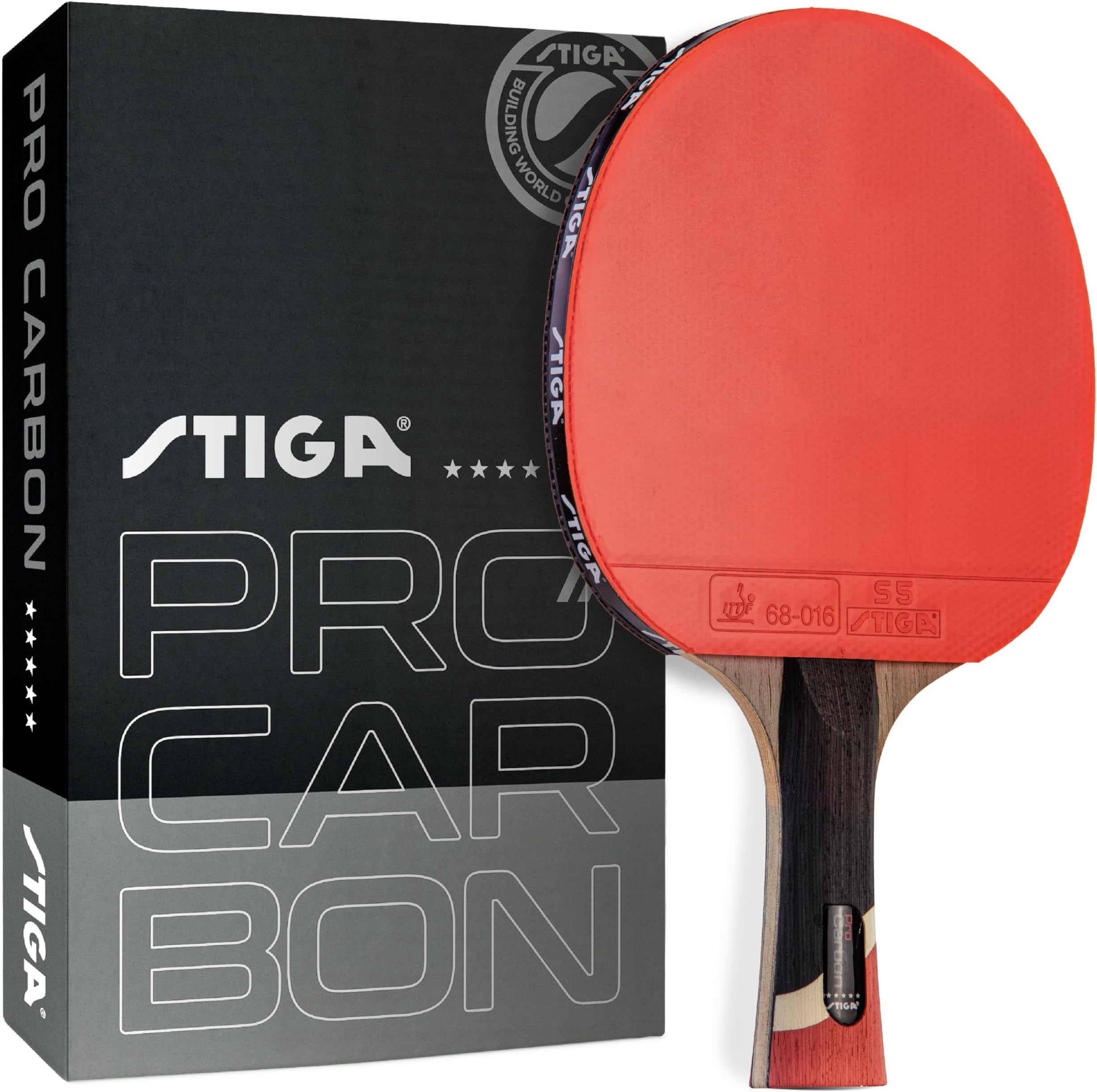 Pro Carbon Performance-Level Table Tennis Racket with Carbon Technology for Tournament Play - Red and Blue Colors