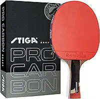 STIGA Raquete de tênis de mesa Pro Carbon Performance Level com tecnologia de carbono para torneios - cores vermelha e azul