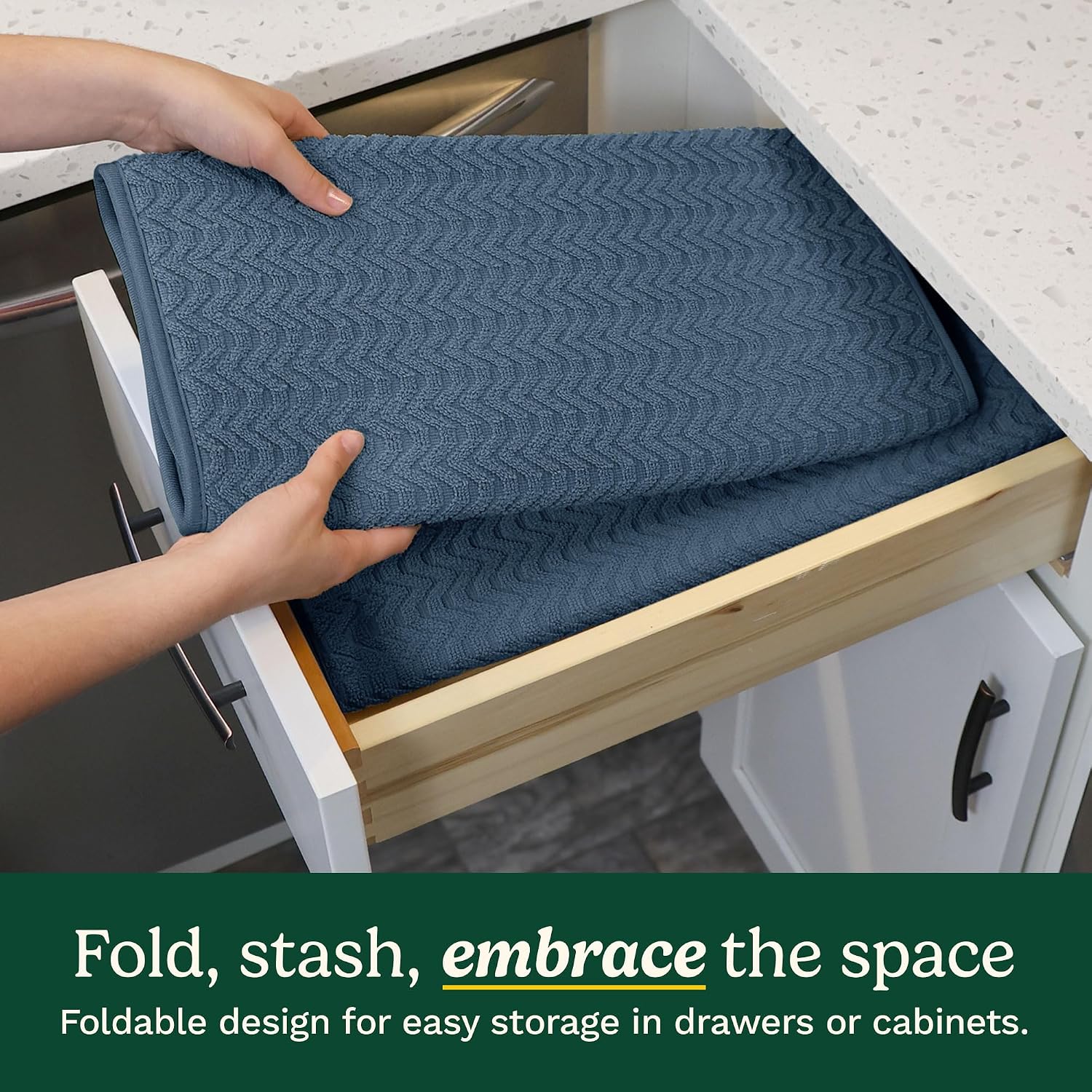 Cuisinart Dish Drying Mat for Kitchen Counter - 2-Pack XL 18x24 Ultra Absorbent Microfiber Dish Mat - Fast Drying, Machine Washable, Foldable Countertop Pad - Safe for Granite & Quartz