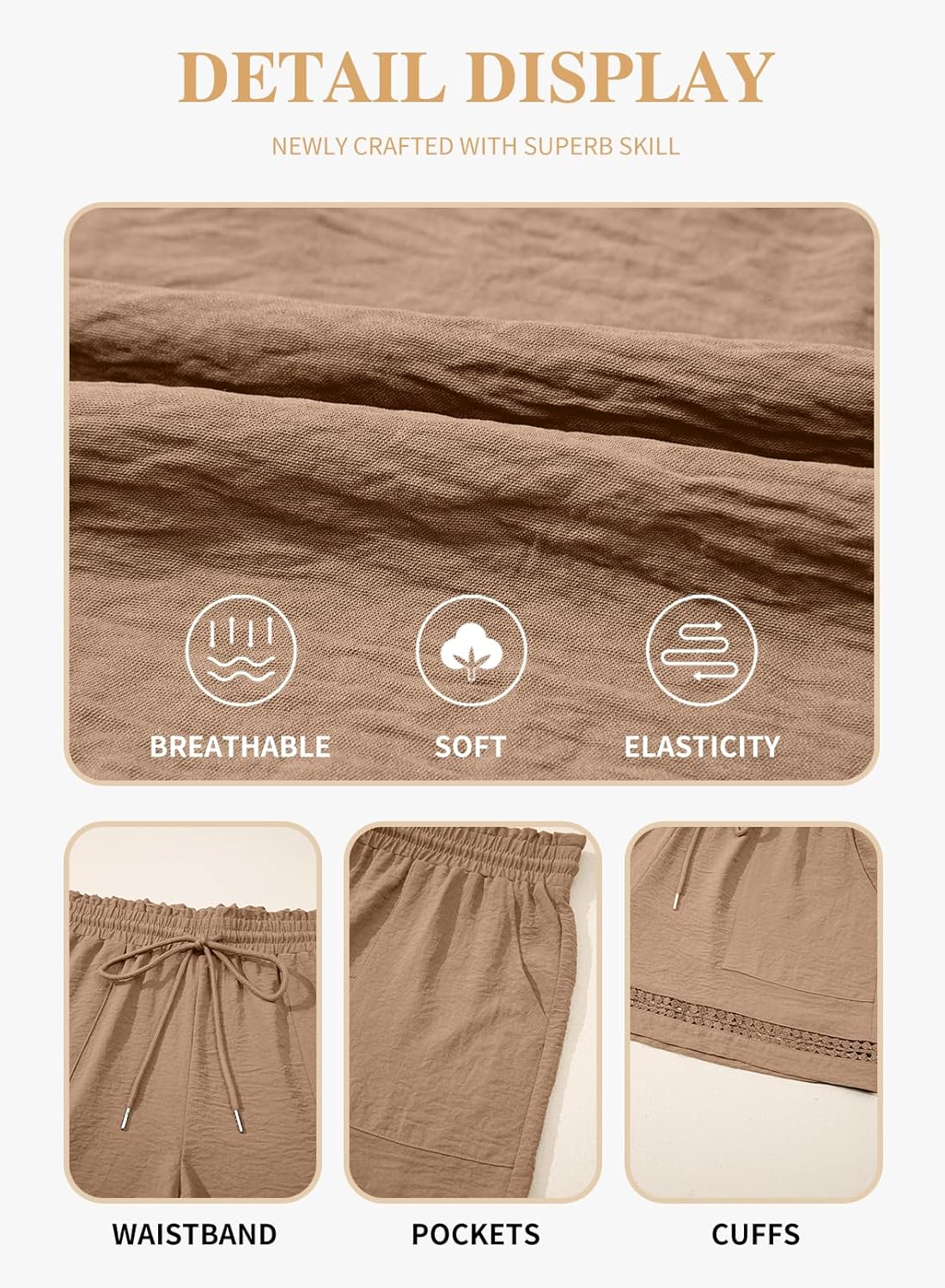 Eytino Women's Plus Size Shorts Elastic High Waist Casual Drawstring Shorts Lightweight with Pockets(1X-5X) - Image 5