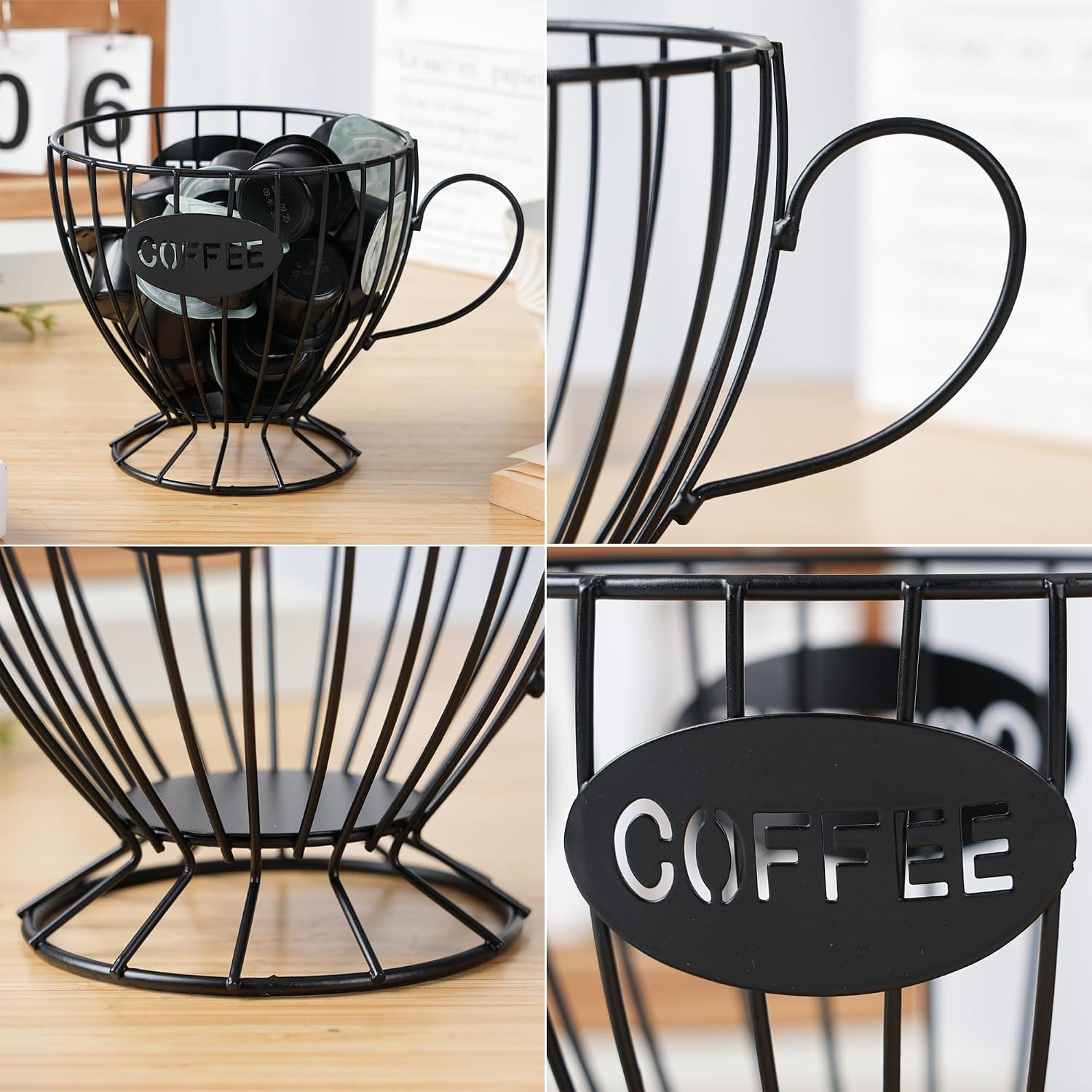 H&W 2PCS Coffee Pod Holder & Capsule Basket, Coffee Bar Organizer (Black)