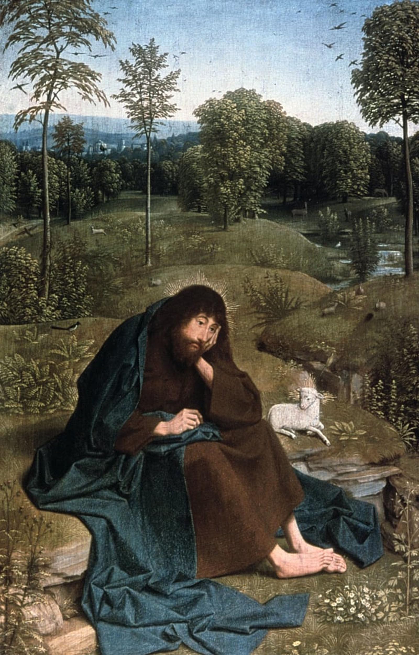 ARTXLXXBN Famous Prints Artwork Pictures Poster Painting Art the Baptist in the Wilderness by Geertgen Tot Sint Jans Artwork Landscape Pictures for Home Decor 60x90cm