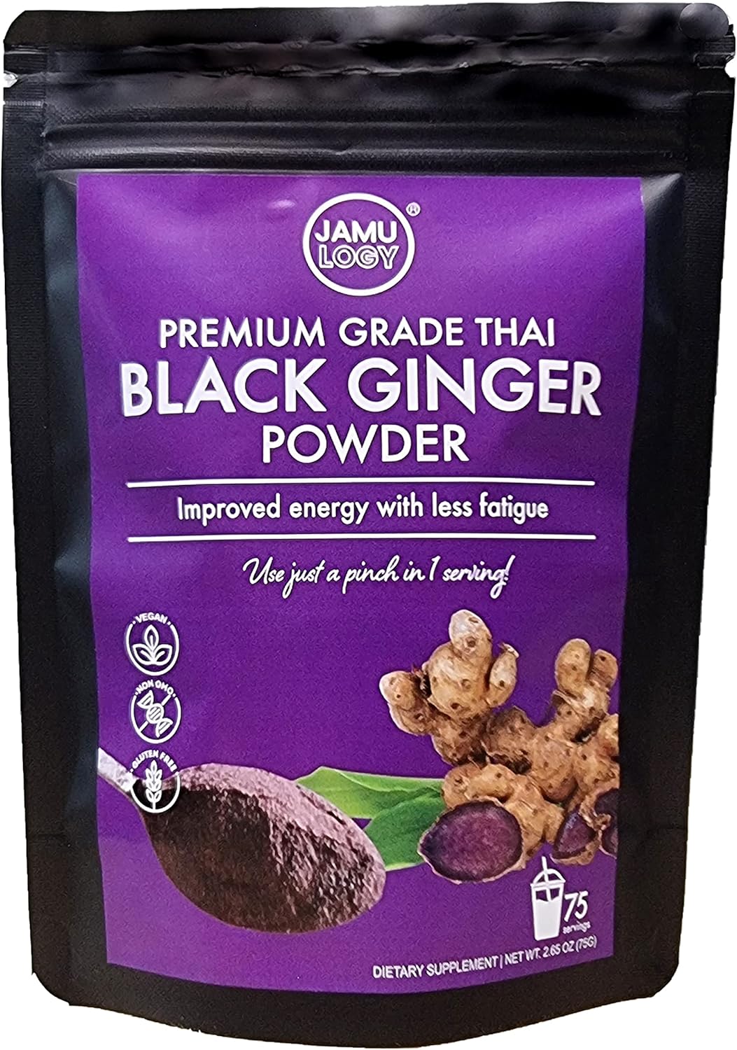 Jamulogy Thai Black Ginger Powder Herbal Supplement, 2.65