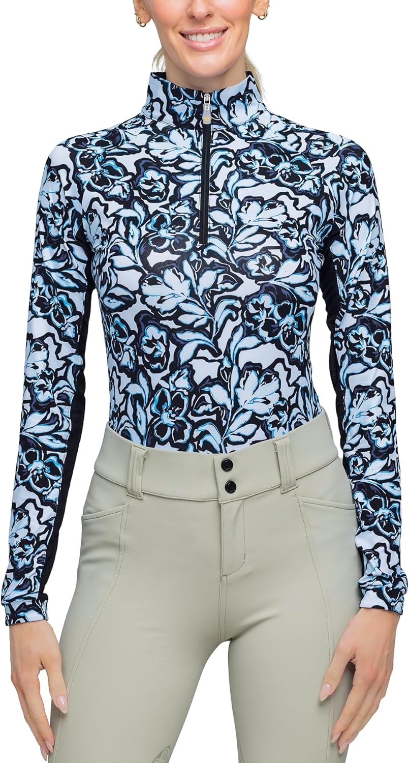 Kastel Denmark Womens Raglan Moisture Wicking Base Layer Activewear Outdoor | Slim Fit | Sun Protection | 1/4 Zip