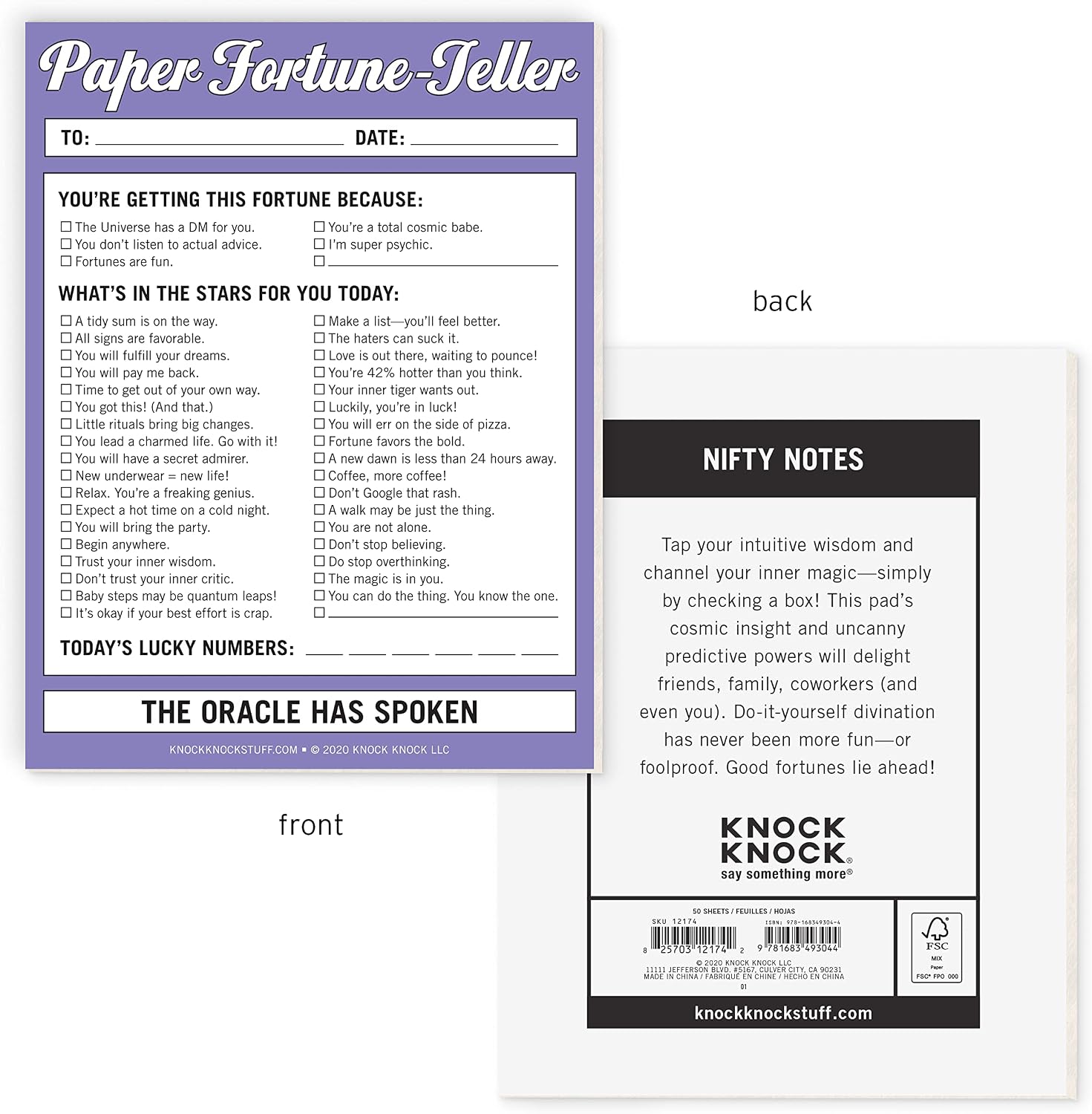 Knock Knock Paper Fortune Teller Nifty Note Pad - Oracle Gift Paper Fortune Teller Pad, 4 x 5.25-inches