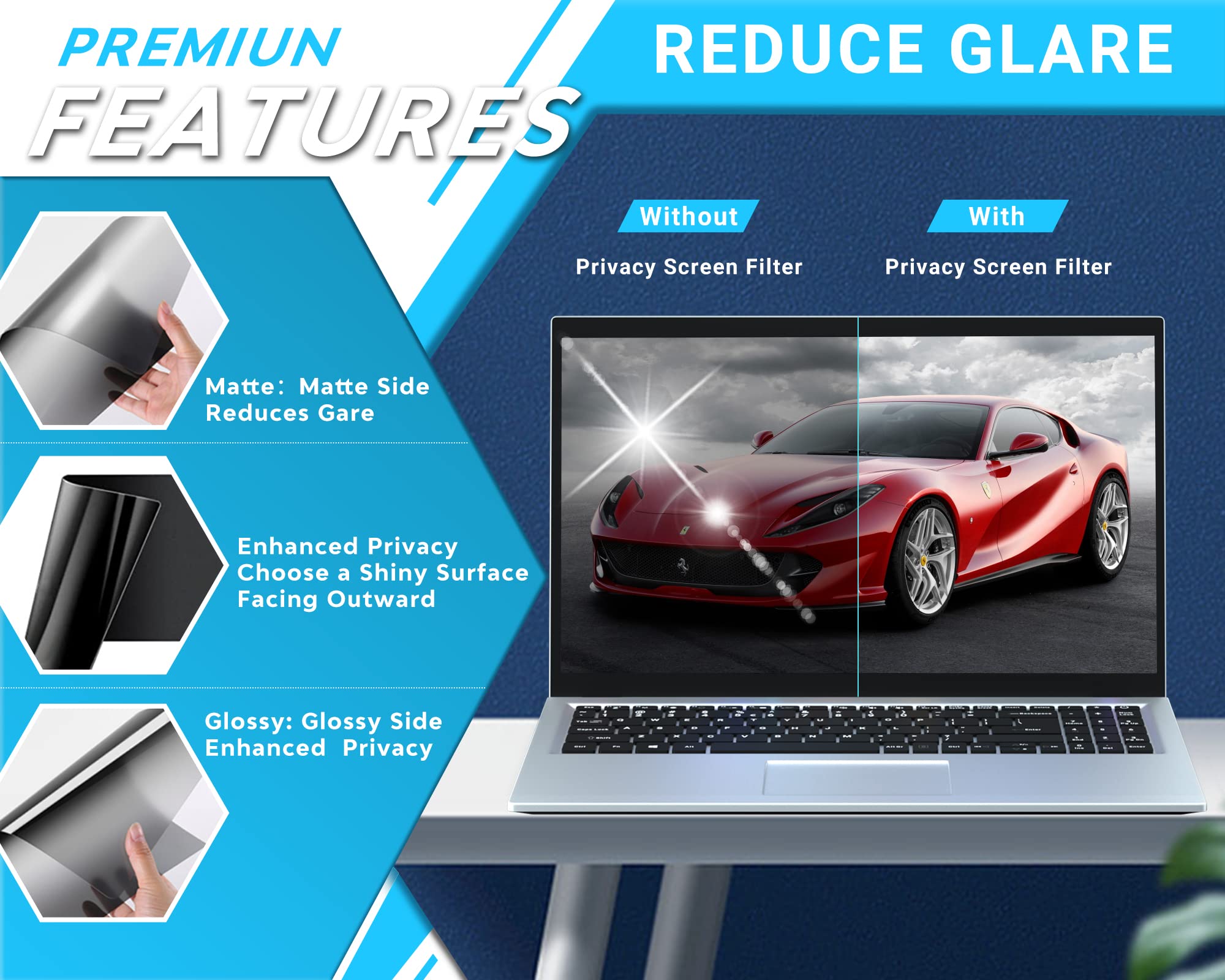 Removable Privacy Screen For Curved Monitor 2 Pack] 21.5 Inch Computer ...