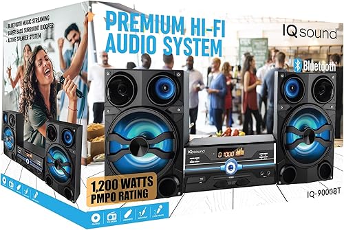 Miniatura 3 de IQ Sound IQ-9000BT - Sistema de audio de alta fidelidad de 160 W con Bluetooth, compatible con DVD/CD/MP3/WMA, USB, radio FM, pantalla LED, luces de