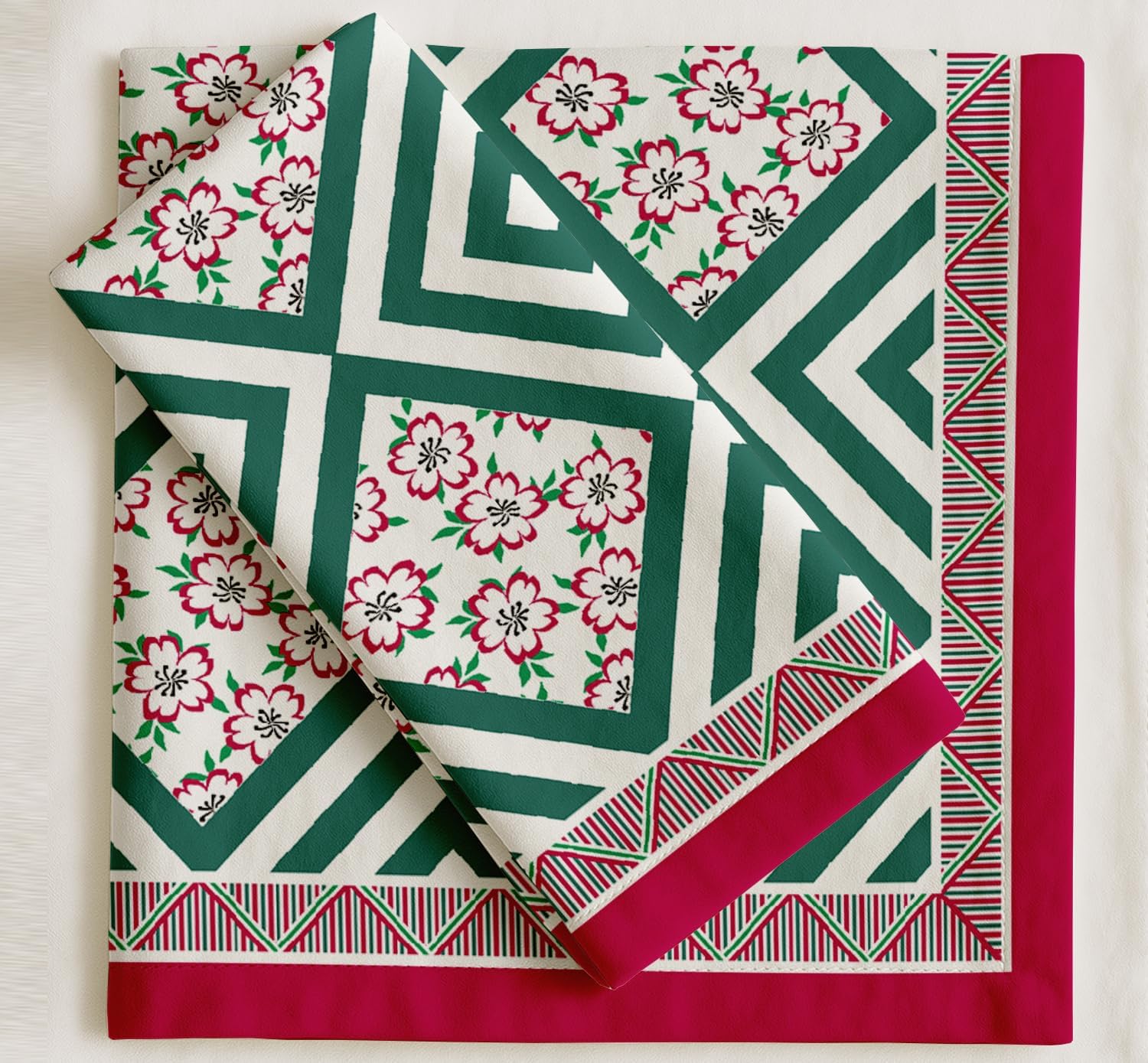 Luxury Cotton Twill Napkins - Set of 12, 20-Inch Geometric Print, Premium Thick Cloth Napkins for Elegant Dining & Special Occasions - Soft, Absorbent & Machine Washable