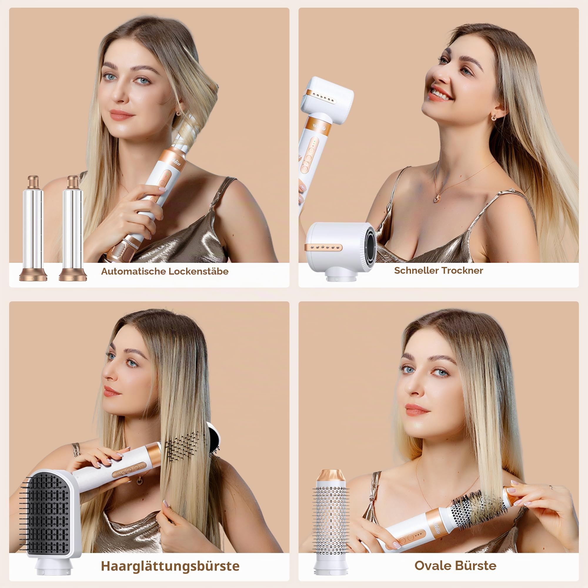 UKLISS Hairstyler 7 in 1 - Pro Airstyler & Hair Styler Set | Föhn High Speed 110,000RPM, Airbrush Lockenstab, Föhnbürste, Rundbürstenföhn, Warmluftbürste | Geschenk Set für Frauen