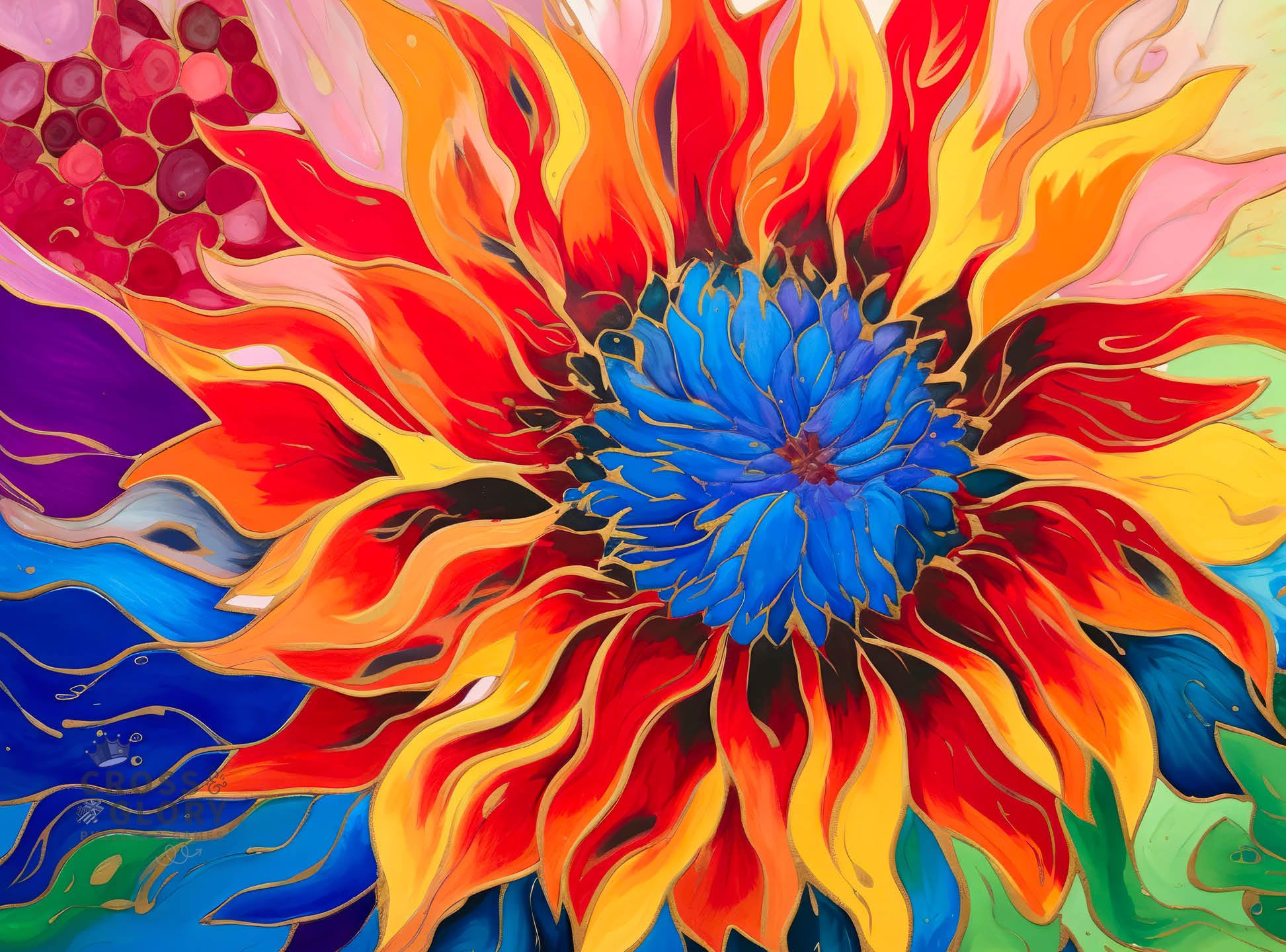 Cross & Glory - Vibrant - Firelit Dahlia's Dance - 1000 Piece Jigsaw Puzzle for Adults | Vibrant Artistry | 20 x 27 Inches