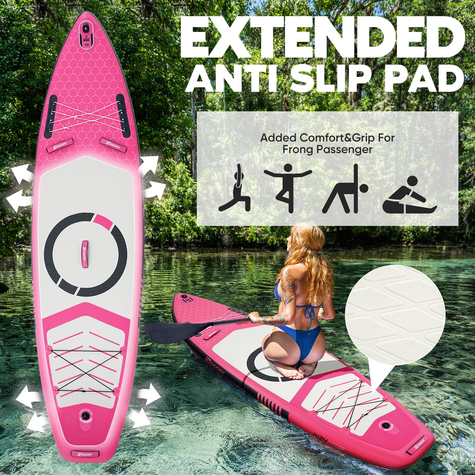 Aufblasbares Paddle Board, SUP Board | Stabile Konstruktion mit rutschfestem Komfort-Deck, tragbares SUP-Board für Reisen