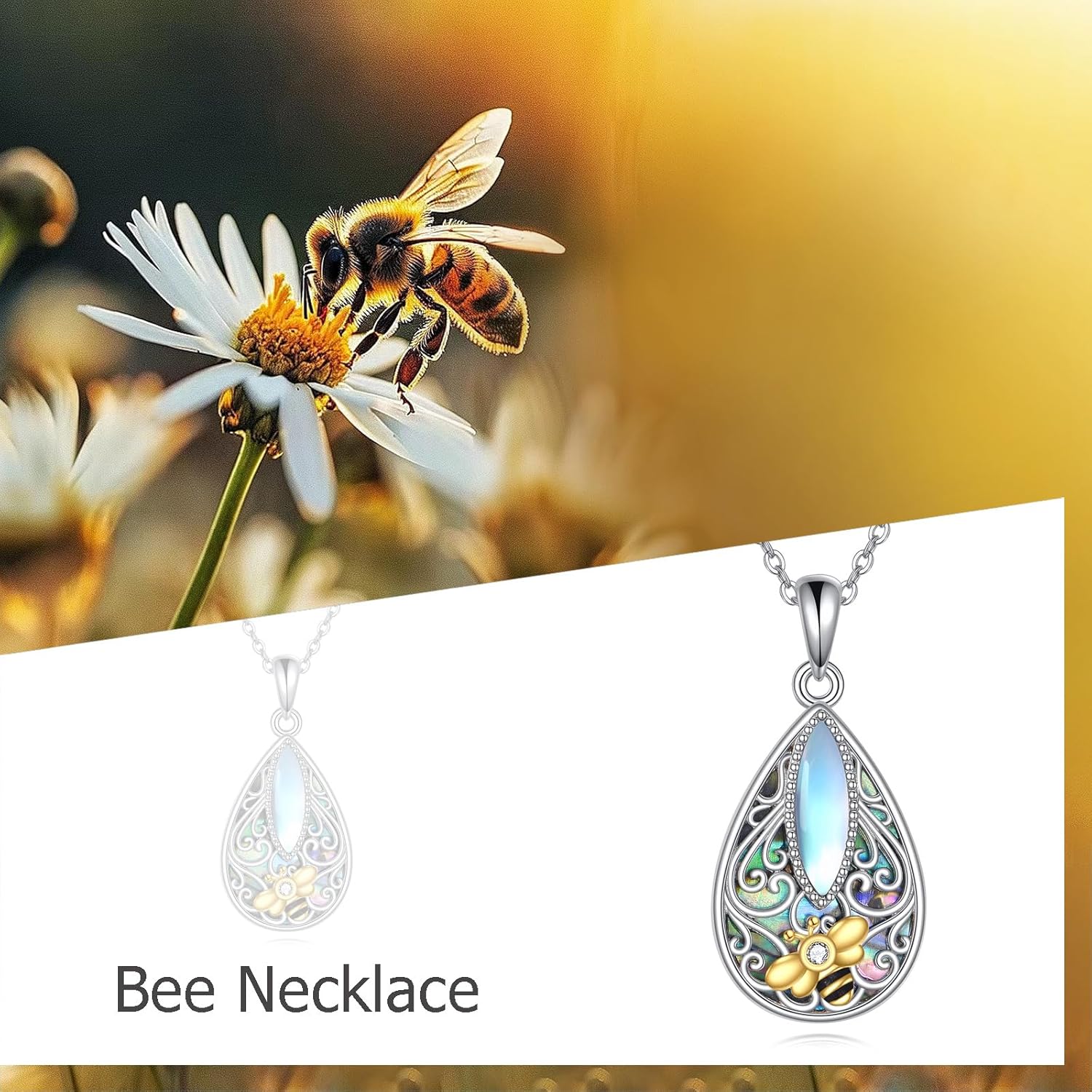 Filigree Moonstone Necklace 925 Sterling Silver Bohemian Irish Celtic Necklace Abalone Shell Filigree Jewelry Gifts For Women - Image 6