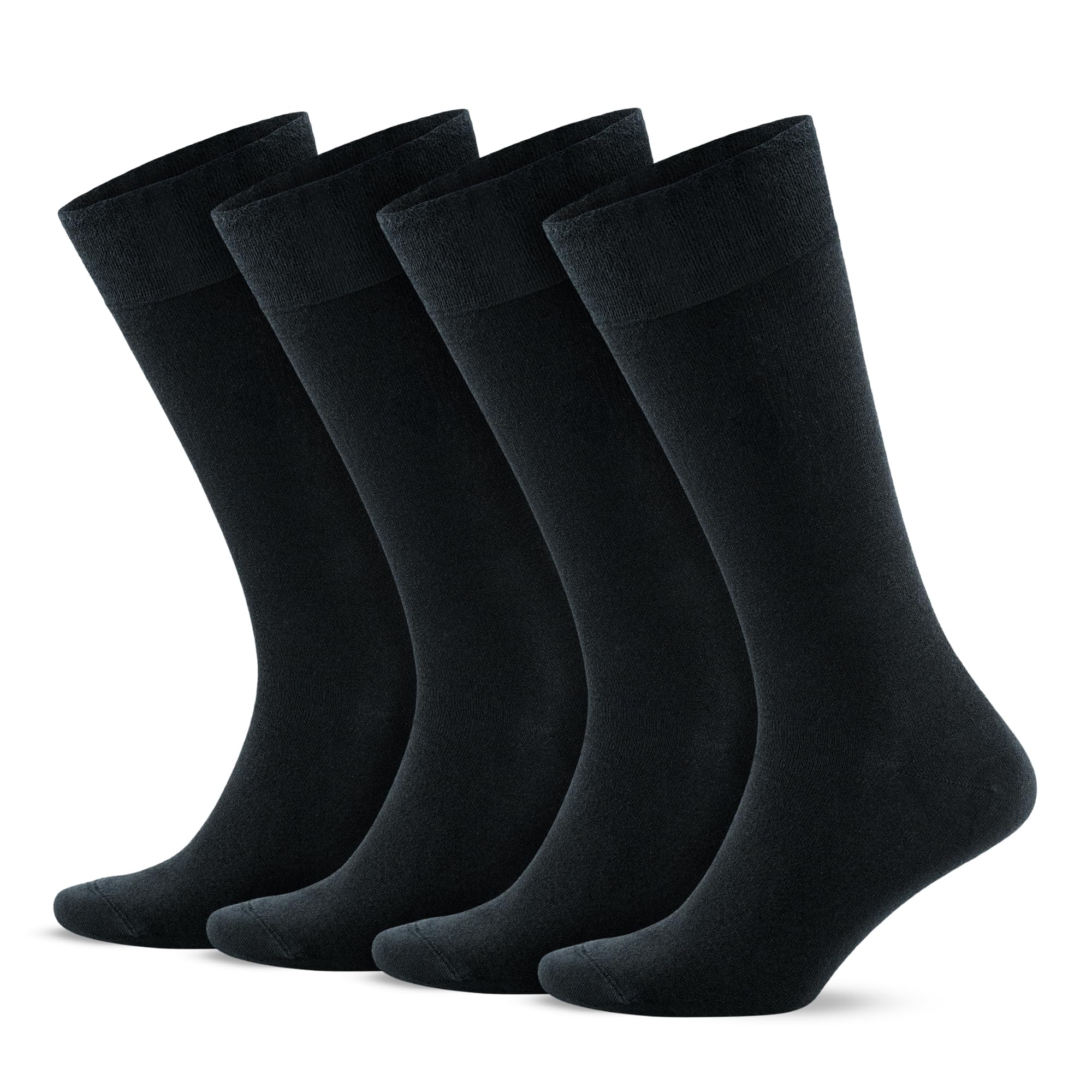 merVerd 4 pares de calcetines de bambú, para hombre y mujer, negocios y ocio, 4 pares, Negro , 42-46 Tall