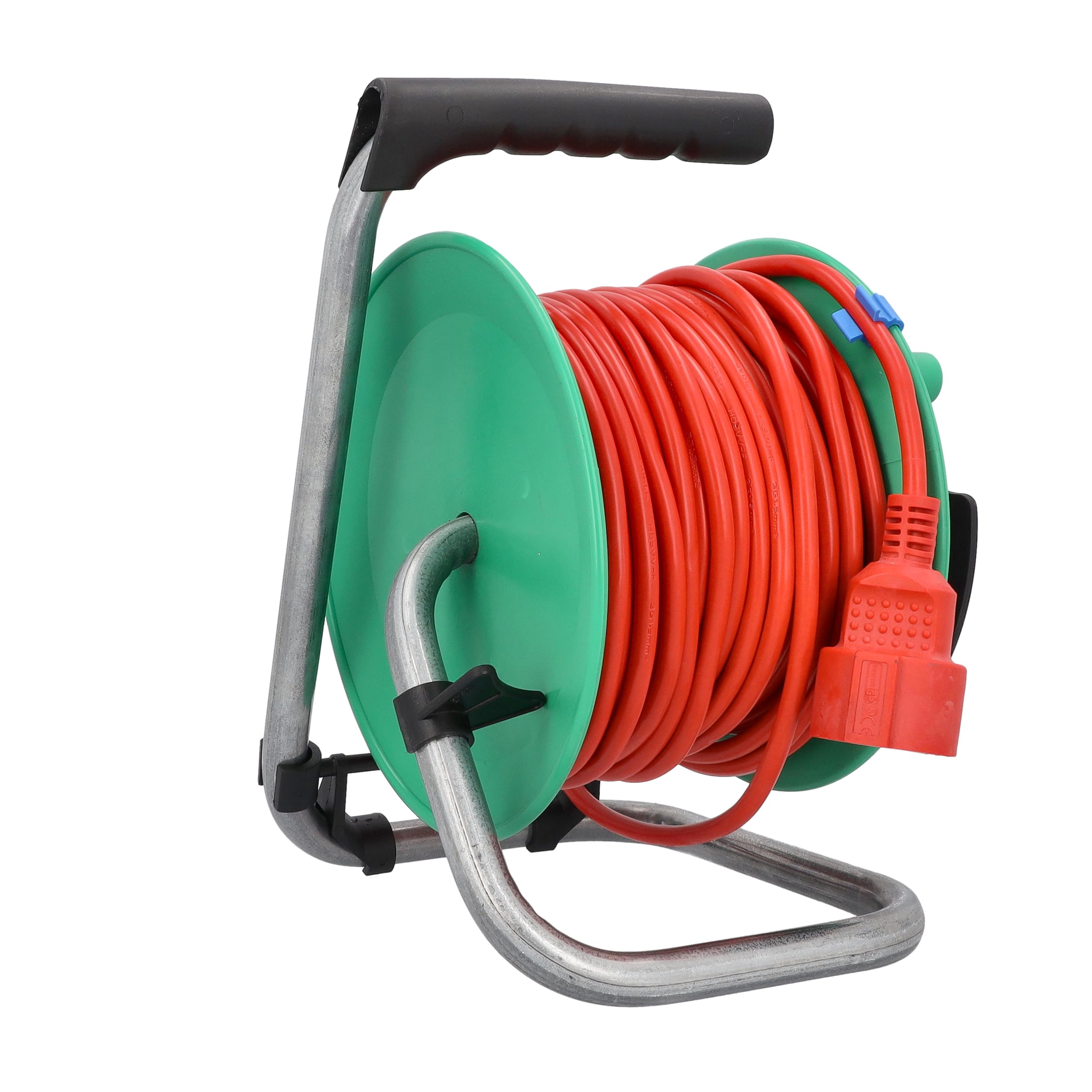 as - Schwabe enrollacables 25 m H05VV-F 3G1,5 rojo, IP20 interior, 1 toma de corriente con toma de tierra, cable de conexión 1,5 m, Interruptor térmico, Made in Germany