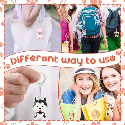 Miniatura 5 de Hicarer Paquete de 36 llaveros de animales de granja con temática de granja, decoración de granja, suministros de fiesta de cumpleaños (estilo perro)