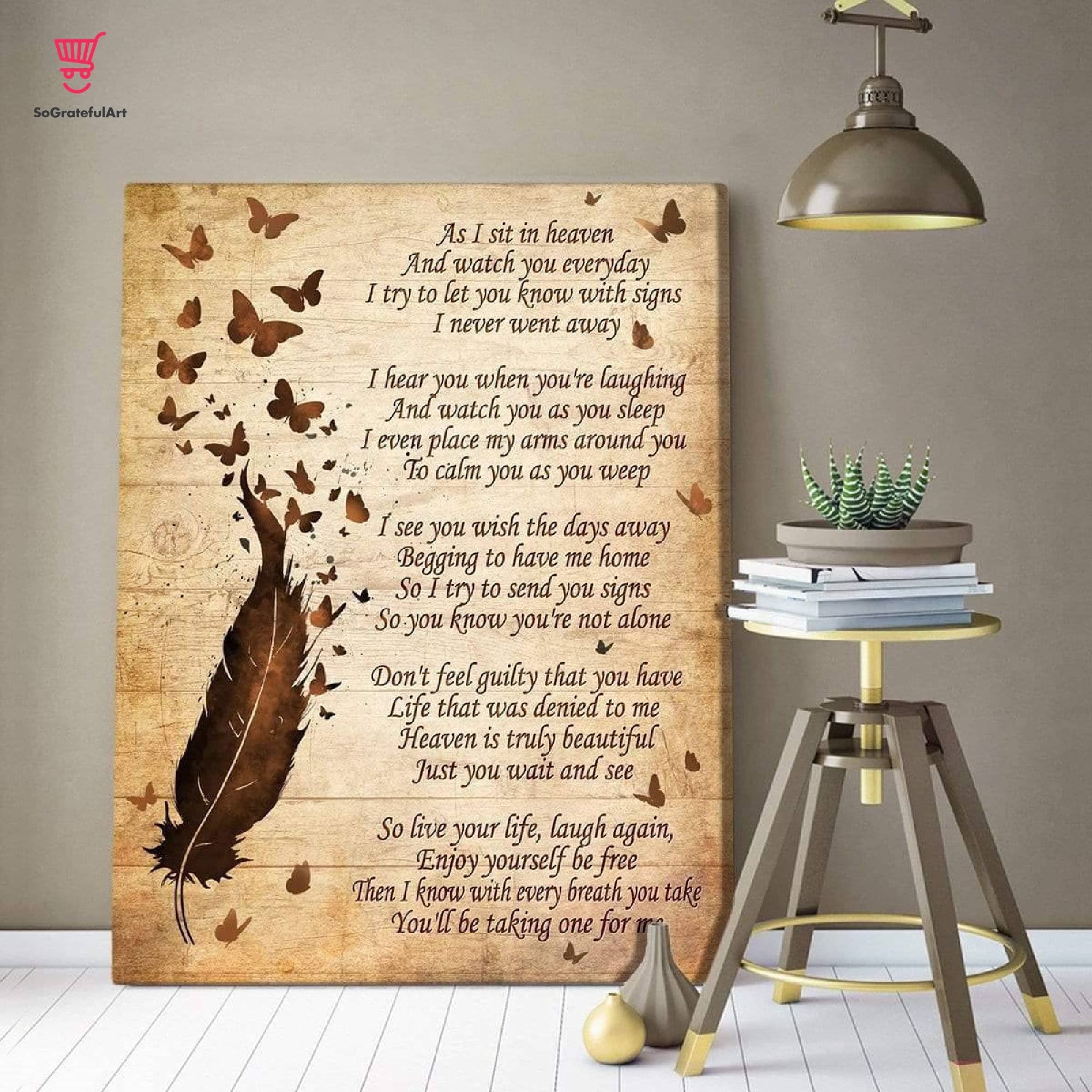 BCTS Butterfly Style As I Sit In Heaven And I Watch You Everyday Wall Decor Living Home Decor Metal Sign Poster 8X12 inches