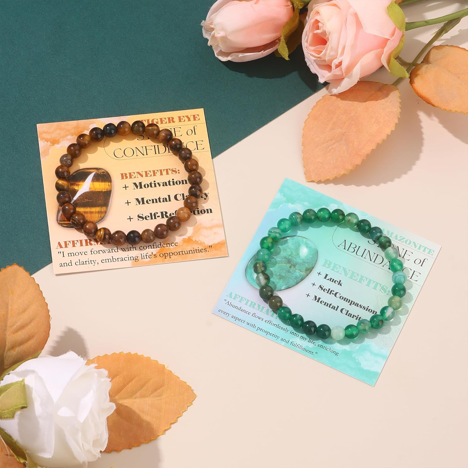 FIRAZIO 12PCS 6mm 8mm Gemstone Beaded Bracelets for Women Semi-Precious Natural Crystal Bracelets Round Beads Gemstones Stretch Bracelet Jewelry Gift - Image 5