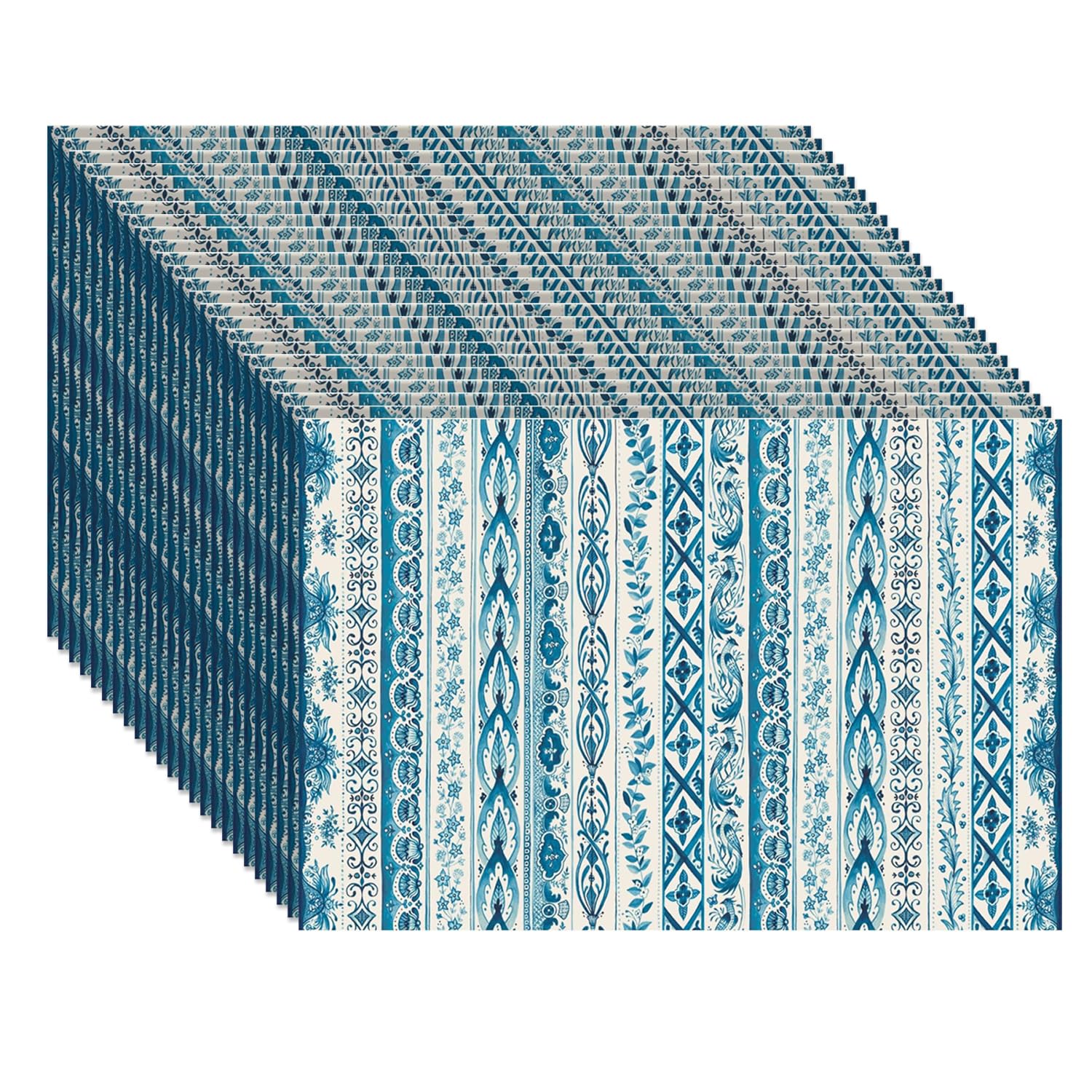 Indigo China Placemats for Dining Table - Blue Disposable Square Place Mats for Parties - 18 Sheets Per Pad American Made