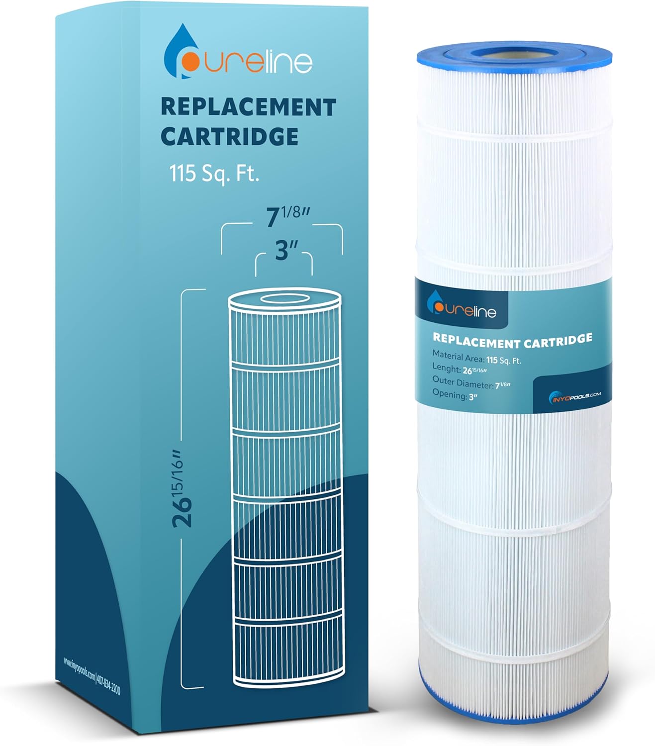 PURELINE CL460 and CV460 Swimming Replacement Pool Cartridge Filters, 4-Pack, 115 Sq Ft Compatible with Jandy R0554600, A0558000, C-7468