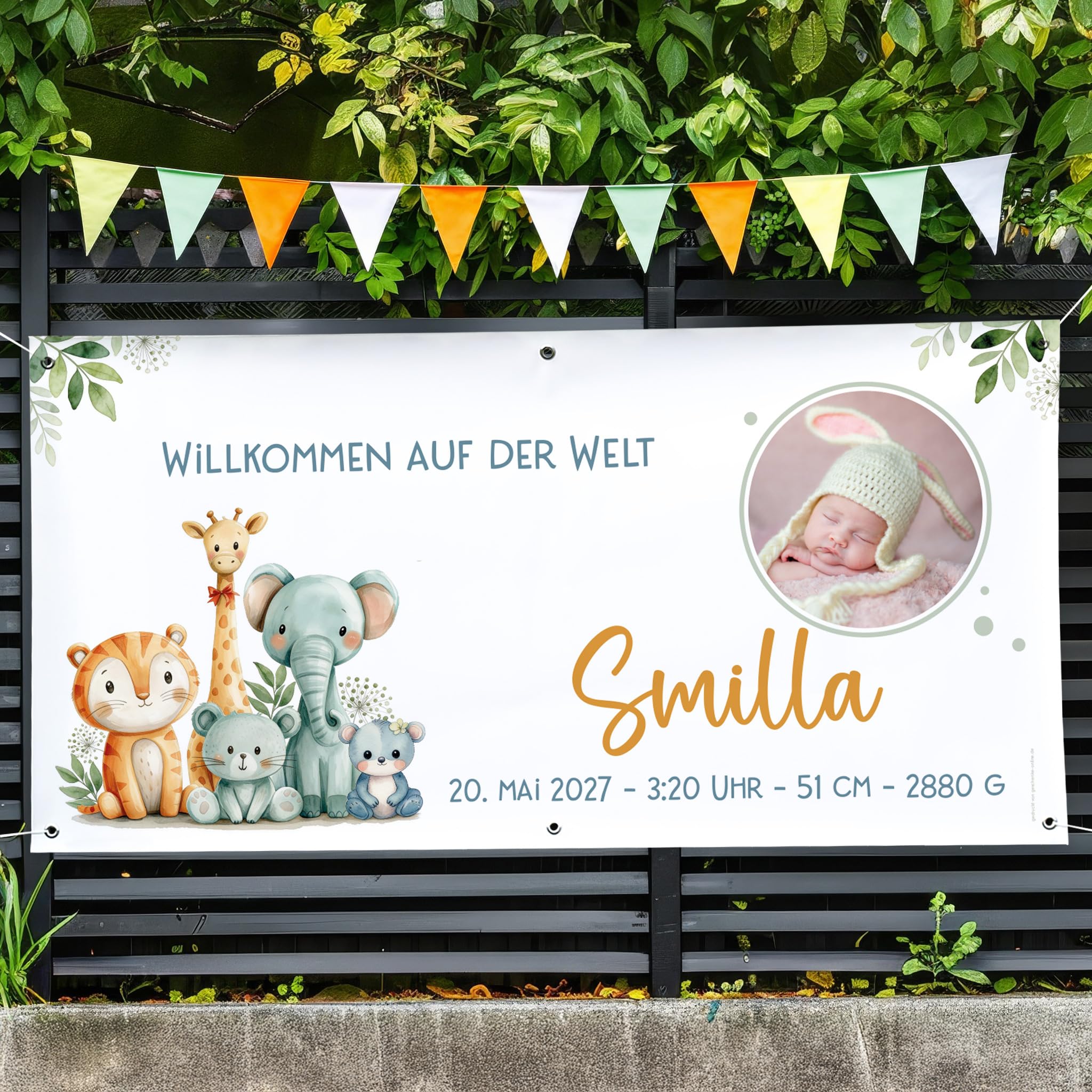 Striefchen® Banner zur Geburt personalisiert mit Name & Foto