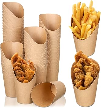Skyley 100 Pcs French Fry Holder 12oz Kraft Paper Charcuterie Cup Bulk