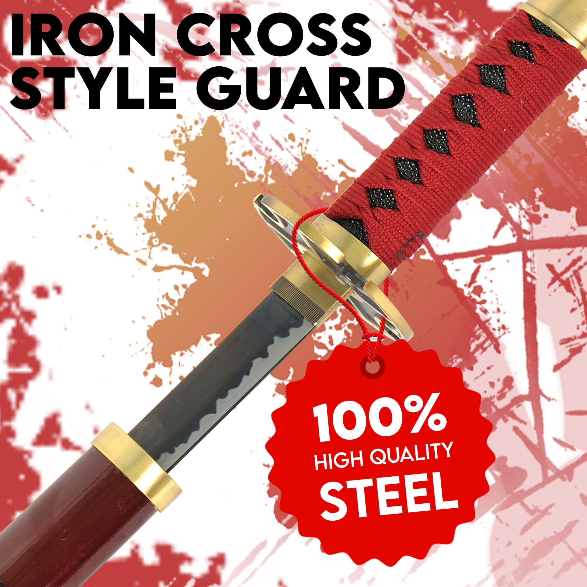 Swords and more One Piece – Roronoa Zoro Schwerter, Sandai Kietsu, Edelstahl Schwert mit Scheide 96,5 cm, Zoro Katana, One Piece Schwerter für Zoro Cosplay One Piece