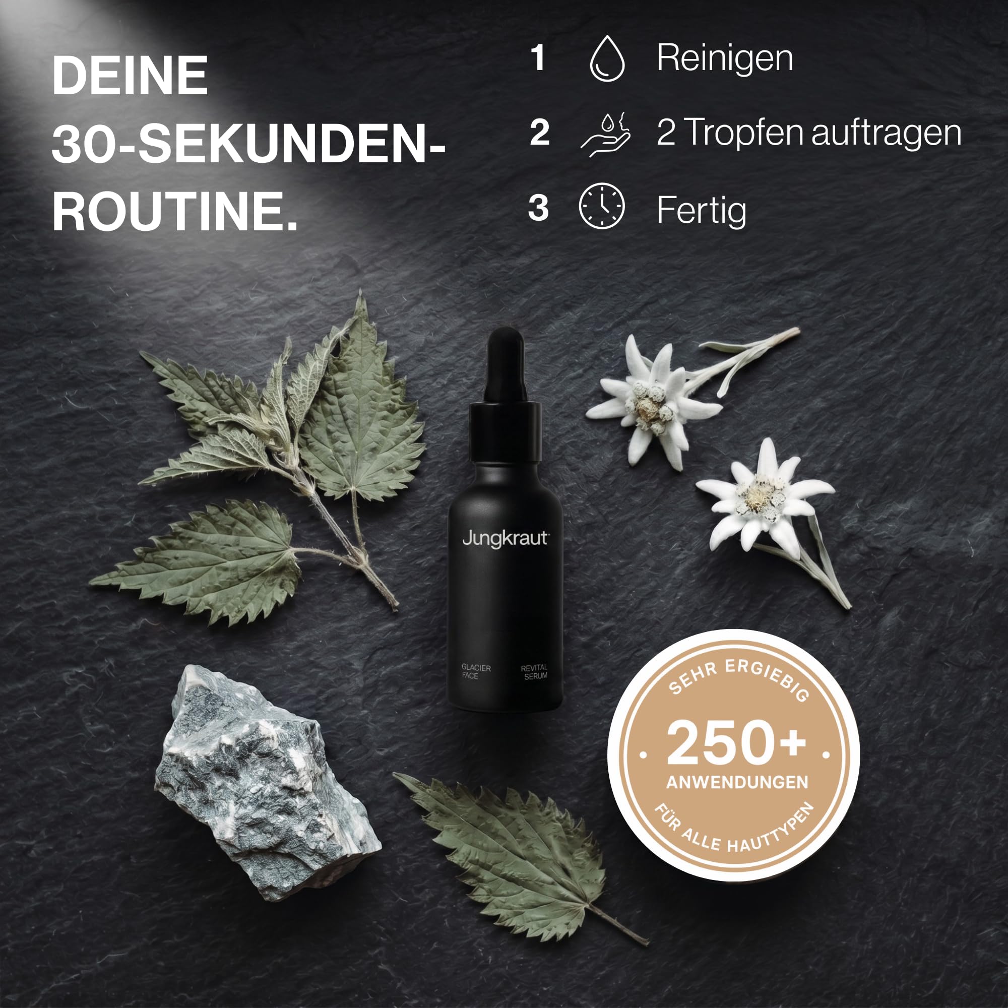 Glacier Revital Gesichtsserum für Männer 30ml, Retinol Vitamin C Hyaluronsäure, All-in-One Anti-Aging, feine Linien Falten Poren, natürlich vegan, Swiss made