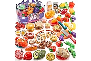 Play Kitchen Pretend Food Set for Kids – 78-Piece Bundle Cutting Food Toy