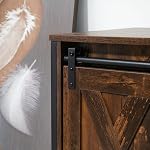 HOMCOM Meuble TV Industriel pour Téléviseurs jusqu'à 60 po, Console TV avec Rangement et 2 Portes Glissantes de Grange, Unité de Divertissement Autonome pour Salon, Chambre, Brun