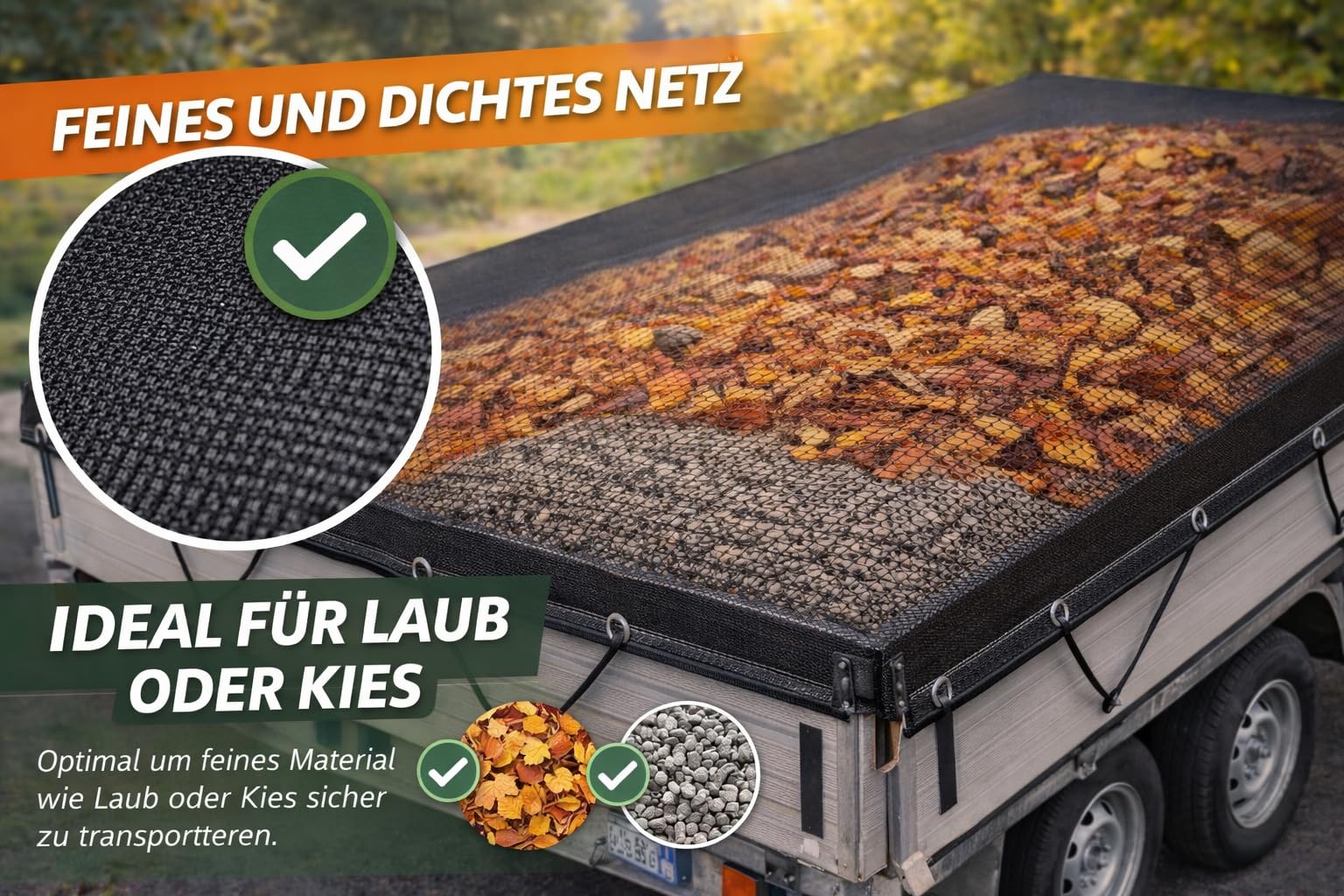 Anhängernetz Feinmaschig - Abdecknetz für Anhänger zur Ladungssicherung - Anhänger Netz Engmaschig als Ladungssicherungsnetz (2 x 3,5 m)