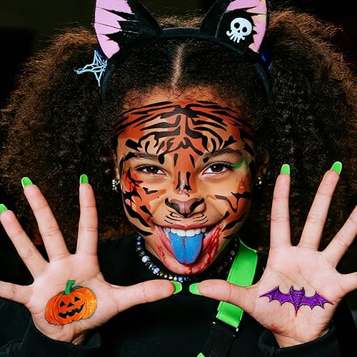 Miniatura 4 de Tatuajes de cara de tigre, 6 hojas de tatuajes temporales de tigre tribal para disfraz de Halloween, hombres, mujeres, niños, juego de calcomanías