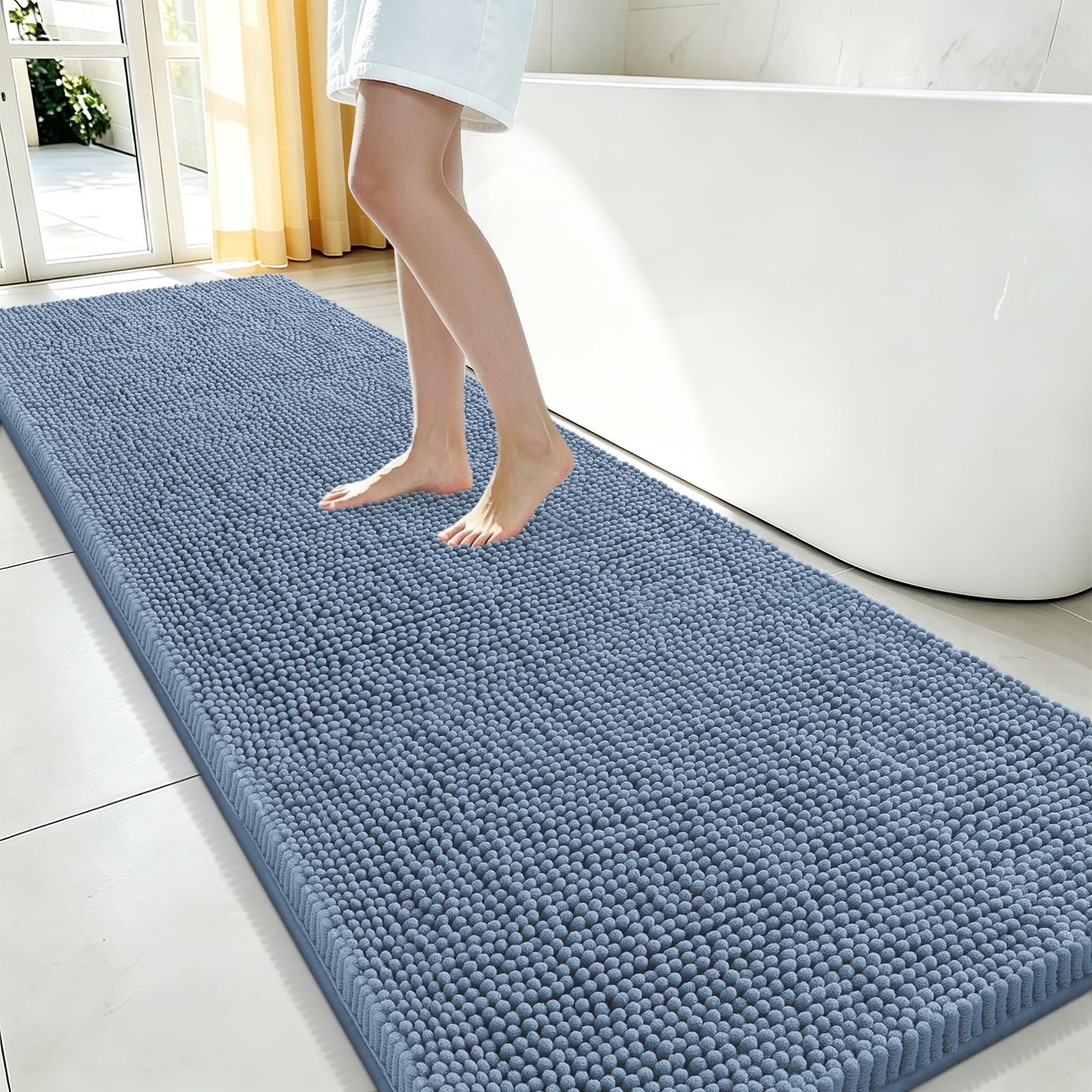 Smiry Bathroom Rugs 59X24, Luxury Chenille Extra Soft Absorbent Bath Mat