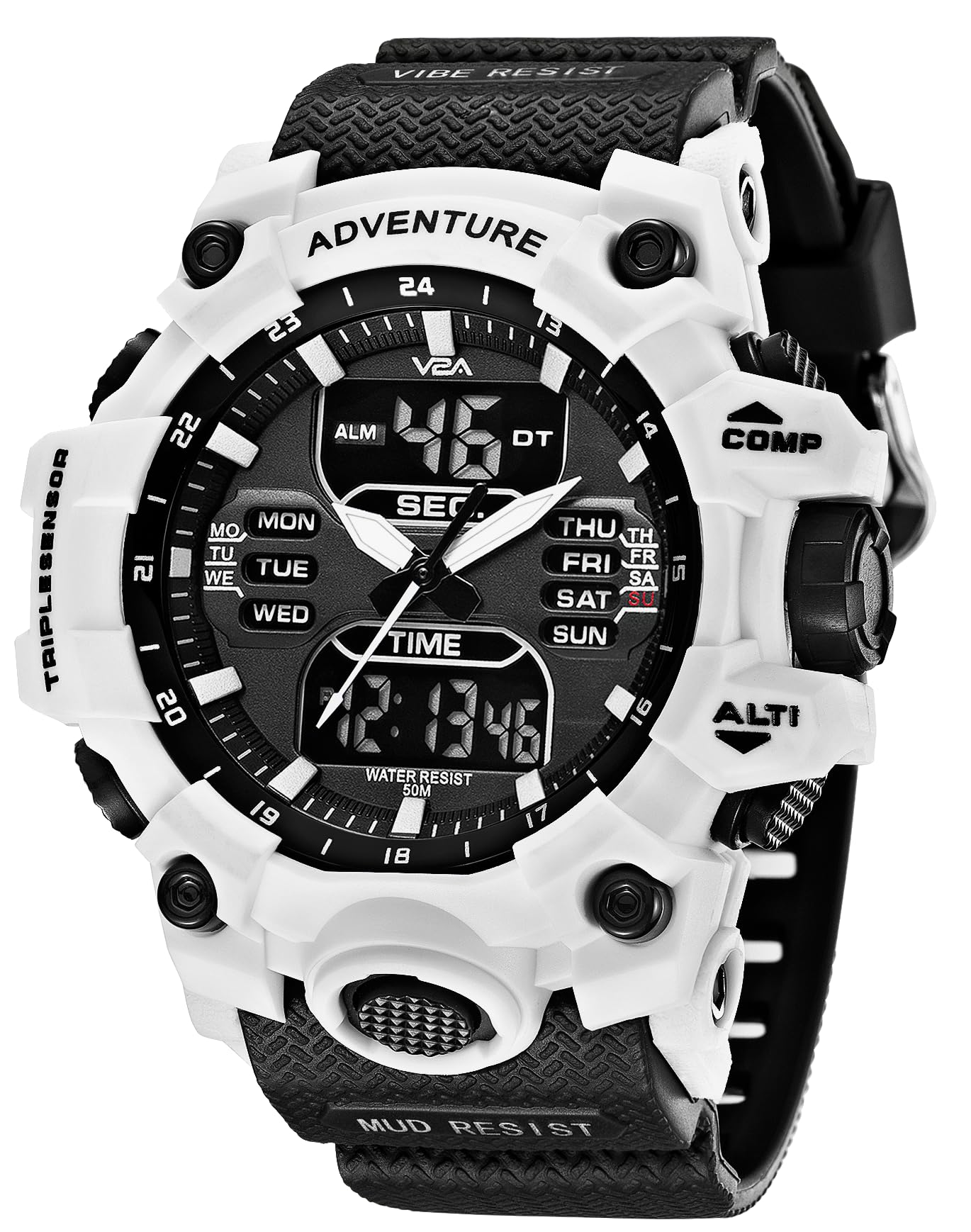 V2ABold & Big Dial Analog-Digital Sports Watch for Men | Multifunction Military Wristwatch | Gift for Men