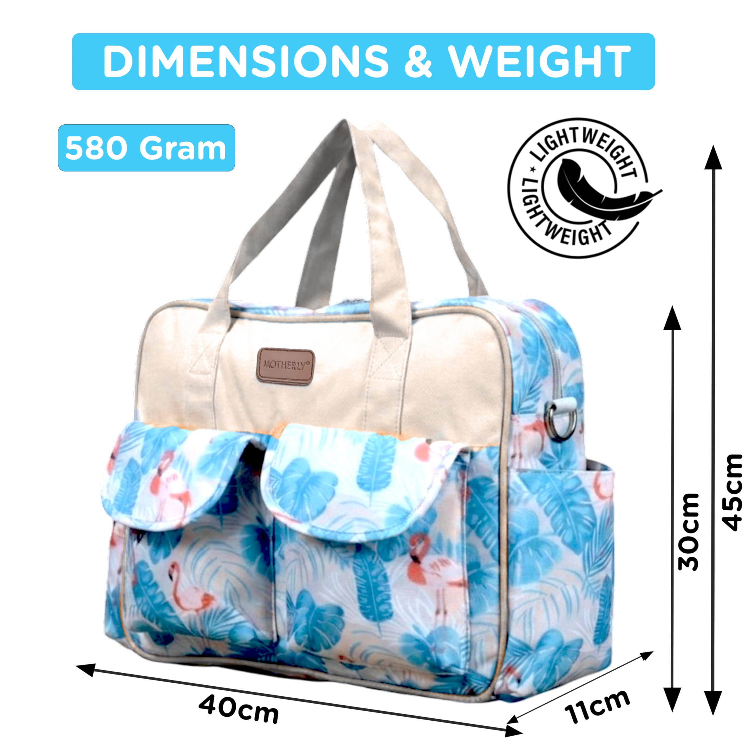 Motherly Grace Diaper Bag for Moms | Waterproof Maternity & Baby Travel Bag with Changing Mat | Large Capacity Hospital Bag for Newborn Essentials | Flamingo Cream 20L 1