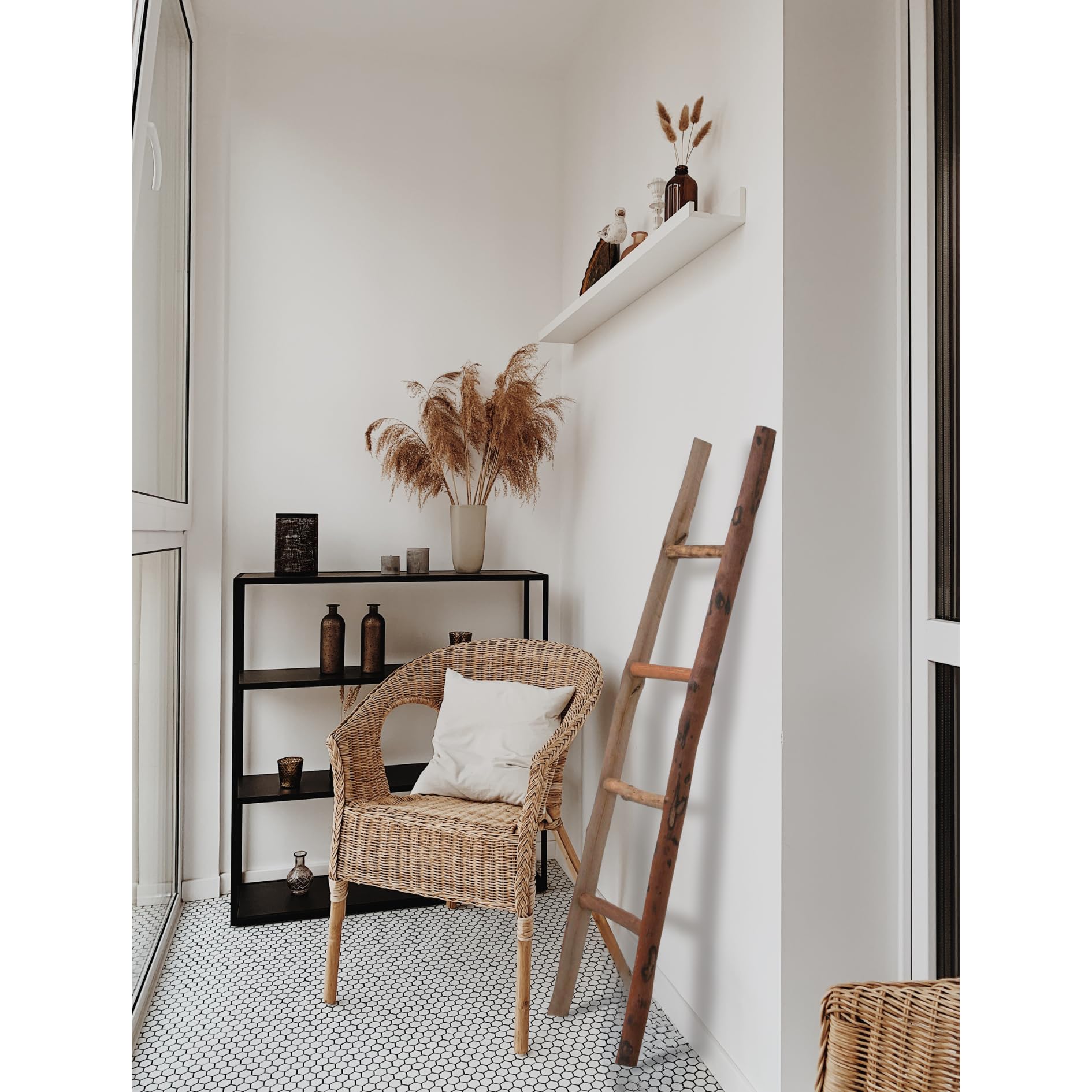 Biscottini Toalleros de baño sin Taladro 155x6x42 cm - Escalera Madera para Dormitorio - Toalleros de baño de pie - Perchero de pie