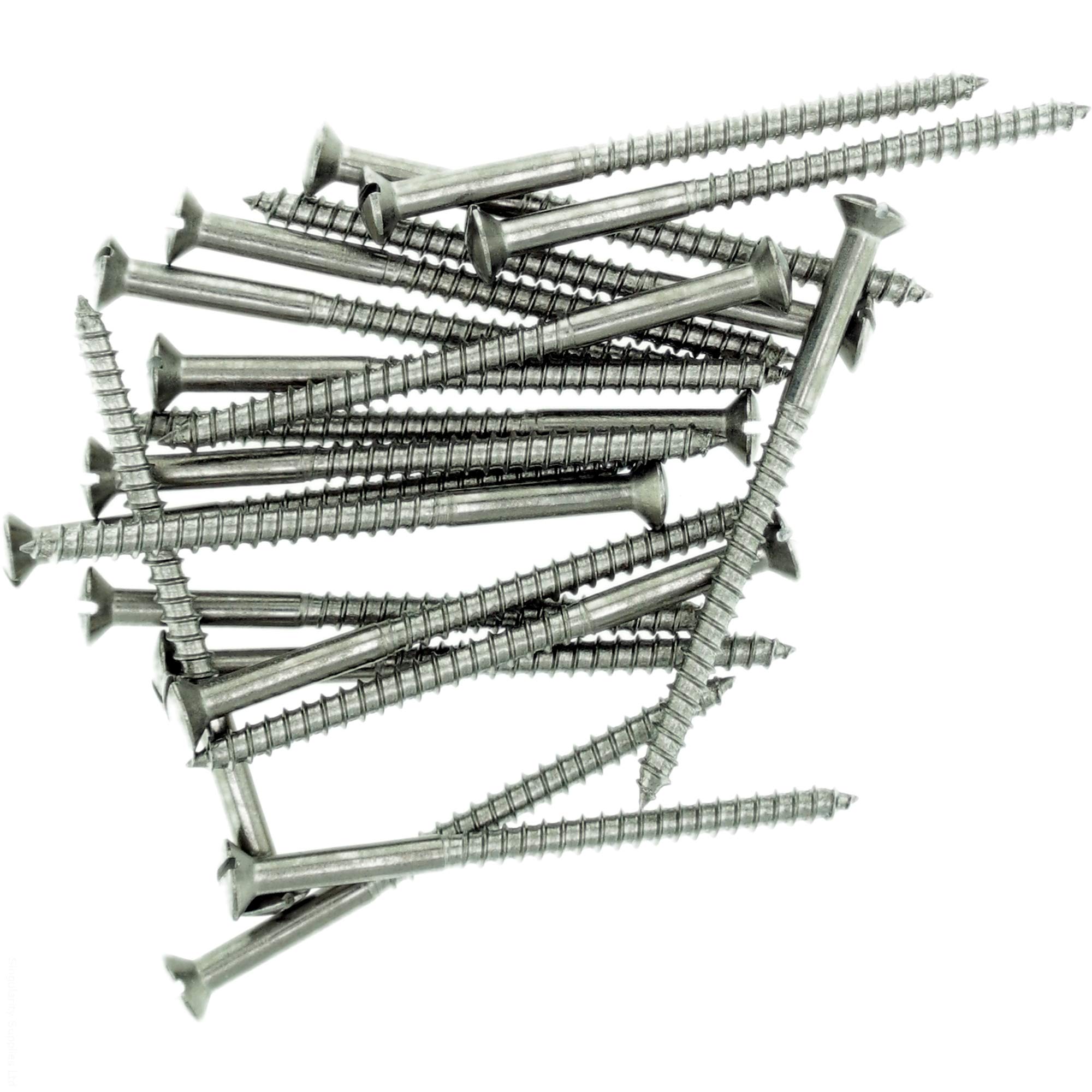 Singularity Supplies No.14 X 1.38 (6.0Mm X 35Mm) Slot Raised Countersunk Wood Screw - Stainless Steel (A2) (Pack Of 20)