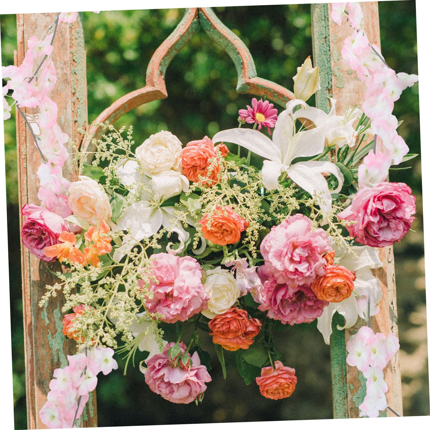 Künstliche Hängeblumenranke Kirschblüten 1, 8m Rosa | Seidenstoff und Kunststoff, Biegsam zum Aufhängen, 4 Stück pro Packung, für Hochzeiten und Schaukel