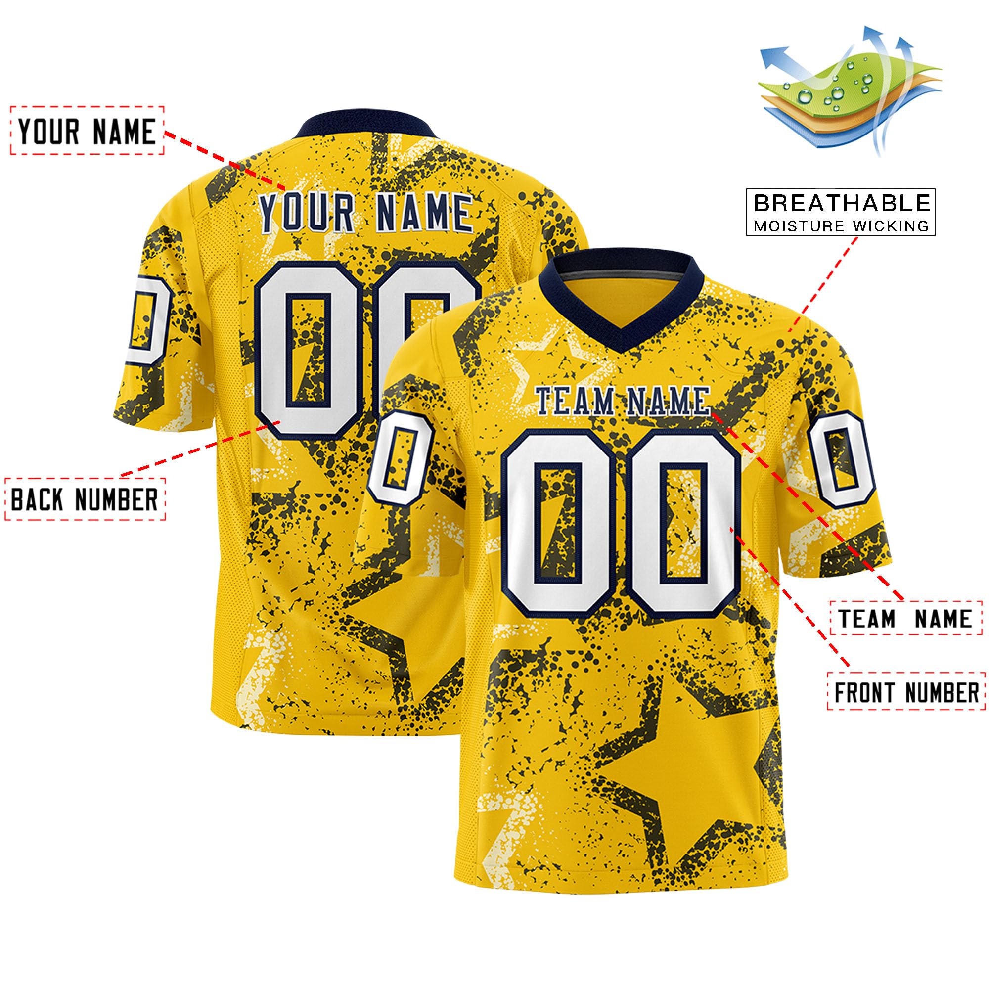 Custom Graffiti Football Jersey Personalized Stitched Printed Name Number V-Neck Football Shirt for Men Women Youth