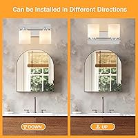 Vista 4 de 2 Light Modern Bathroom Light Fixtures Over Mirror, Chrome Vanity Lights for Bathroom Wall Sconces with Milky White Glass Shades, E26 Socket