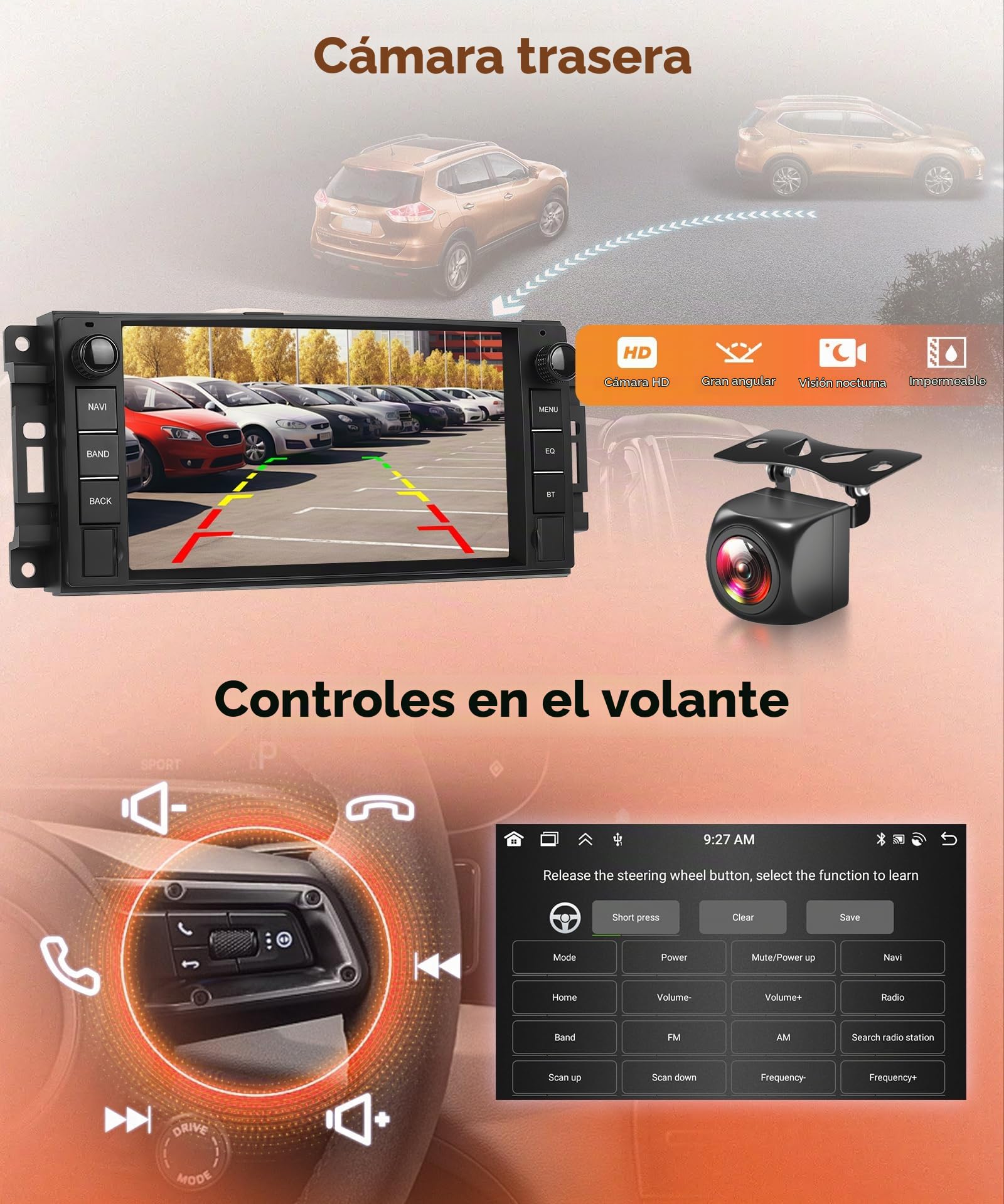6G+128G 8 Core Wireless Carplay Android Autoradio per Jeep Wrangler Compass Grand Cherokee/Chrysler 300C/Dodge Ram/Chevrolet 7 Pollici Autoradio Android Auto GPS Navi WiFi Bluetooth FM/RDS/DSP/USB/SWC