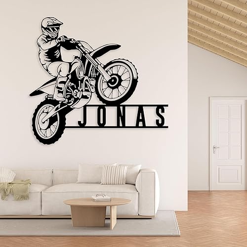 Miniatura 6 de Arte de pared de metal personalizado para motocicleta con luz LED, letrero de metal de motociclista de motocross, letrero de nombre personalizado
