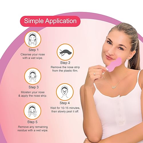Miniatura 5 de DR.RASHEL Tiras de poros de nariz de fresa para limpieza de poros, eliminación instantánea e indolora de puntos negros  Tiras eliminadoras de puntos