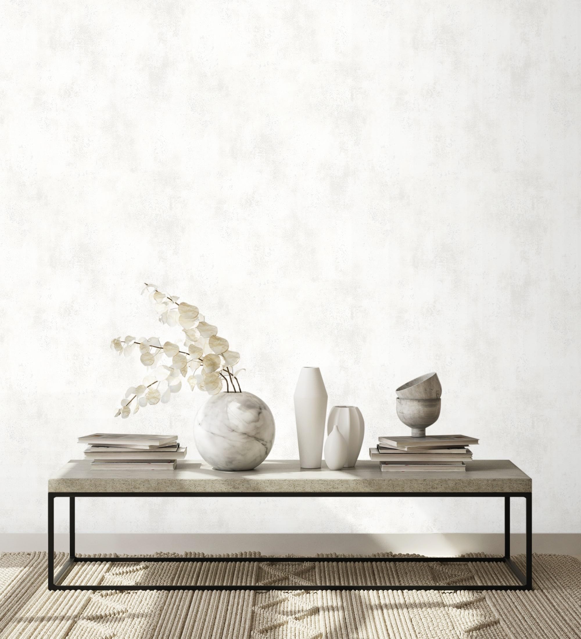 GAULAN 128798 Papier peint vinyle lavable effet mur béton relief blanc pour mur salon cuisine bain chambre couloir stanza salle à mange tête de lit - Rouleaux de 10 m x 0,53 m