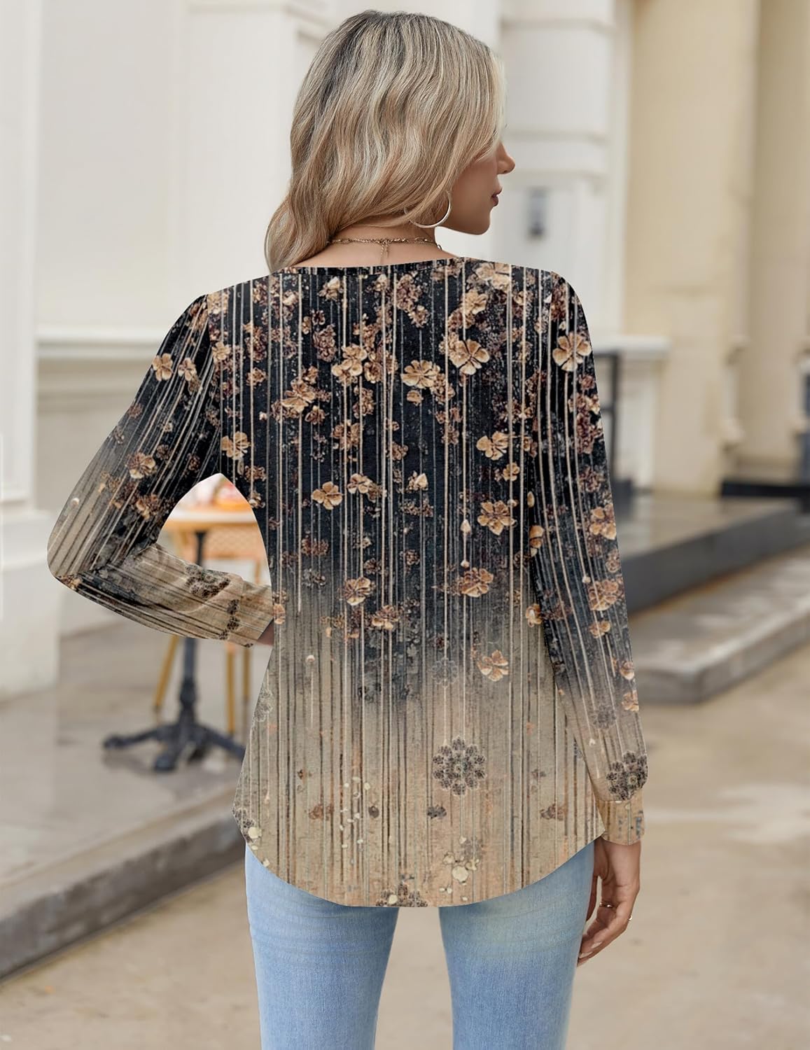 Zeagoo Long Sleeve Shirts for Women 2025 Casual Pleated V Neck Fall Tunic Tops Button Down Blouse Dressy Loose T-Shirts - Image 6